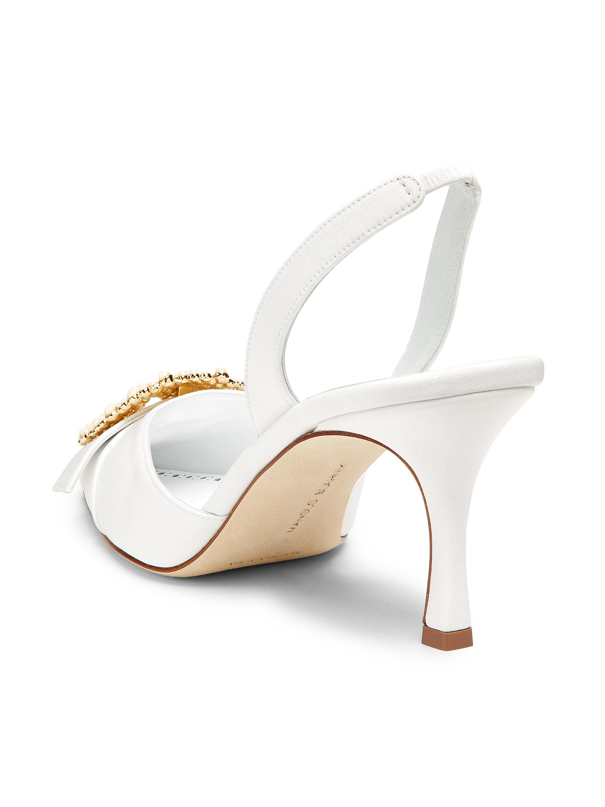 Manolo Blahnik Gibsli Bridal Mone 70MM Embellished Slingback Pumps