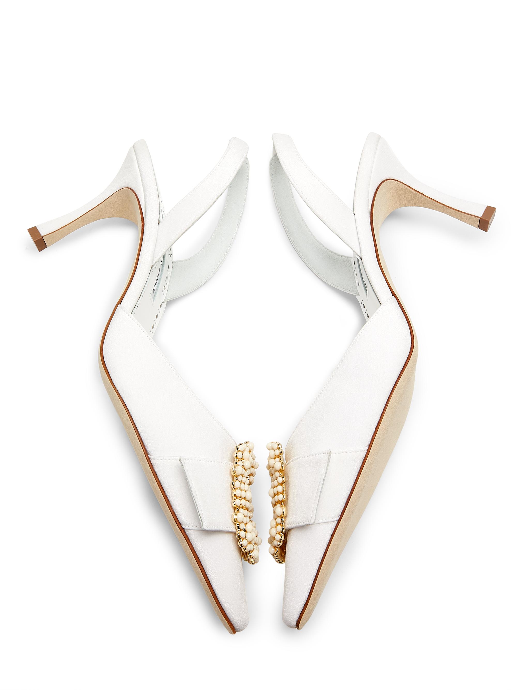 Manolo Blahnik Gibsli Bridal Mone 70MM Embellished Slingback