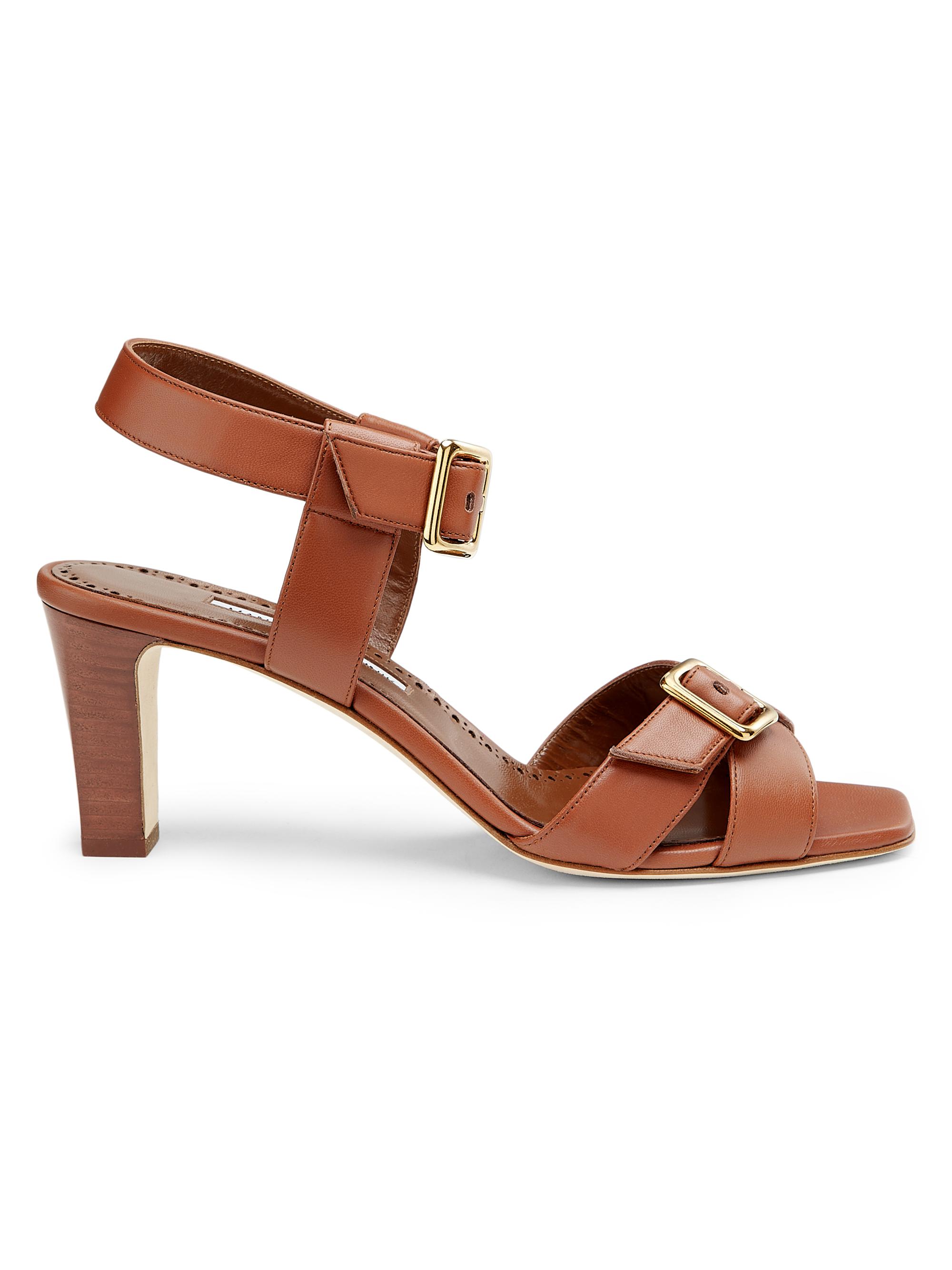 Manolo Blahnik Shbealo 70MM Buckle-Detailed Leather Sandals | Saks