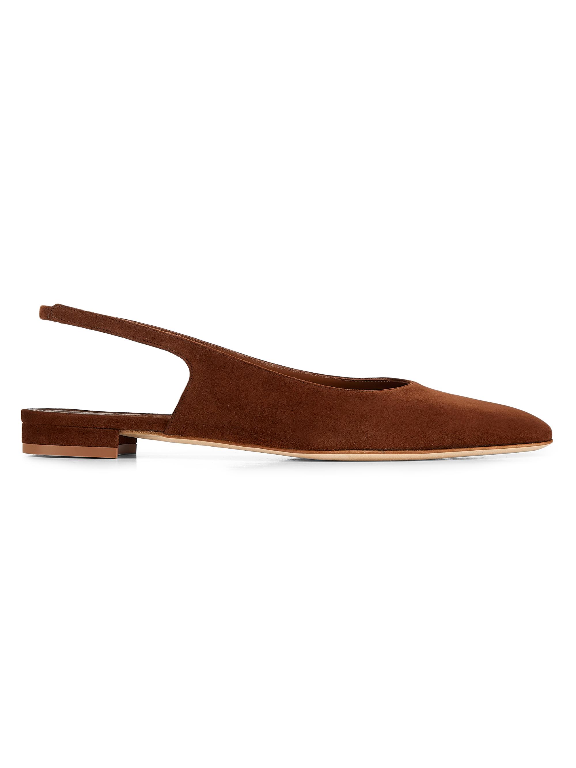 Manolo Blahnik Women's Sawra Samba Suede Slingback Flats - Dark Brown