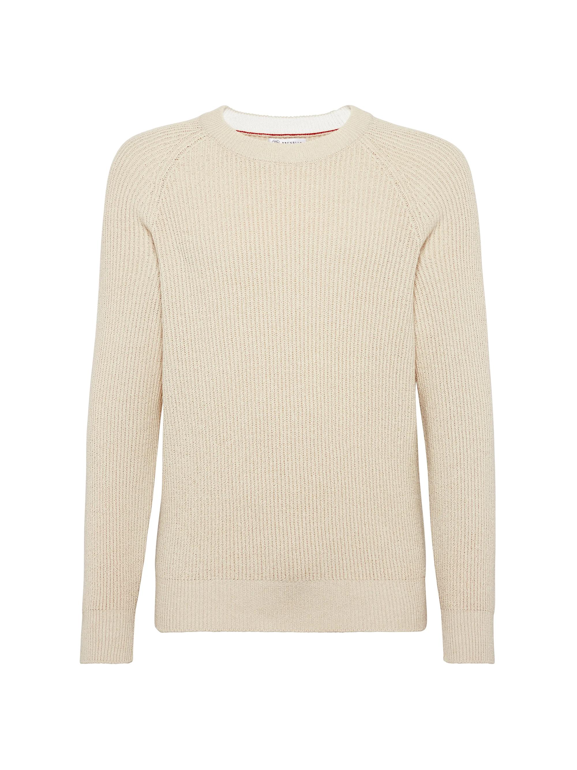 Brunello Cucinelli Men's Malfilé Cotton English Rib Sweater with Raglan Sleeves - Rope