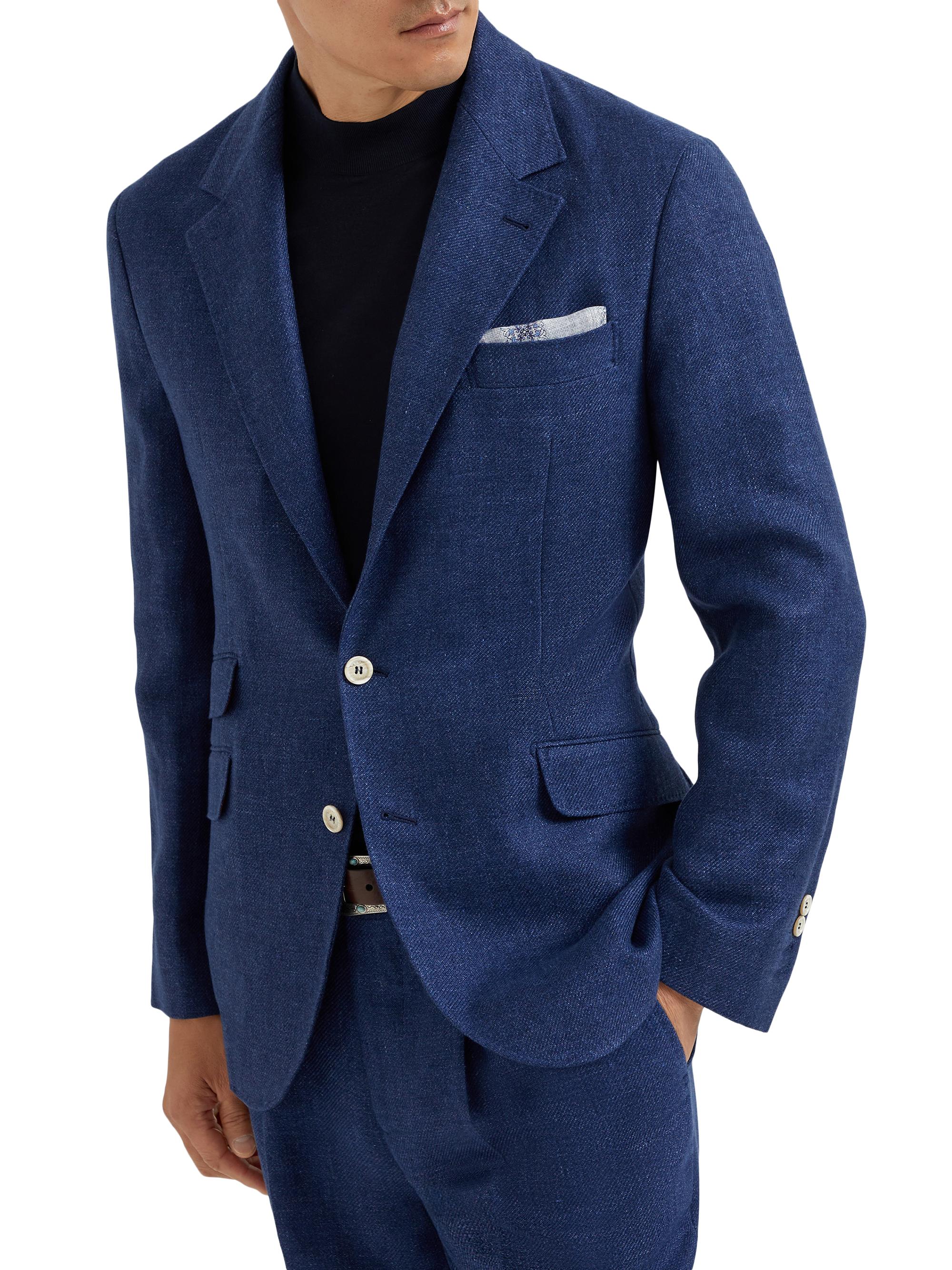 Brunello Cucinelli Men's Diagonal Deconstructed Cavallo Blazer - Indigo