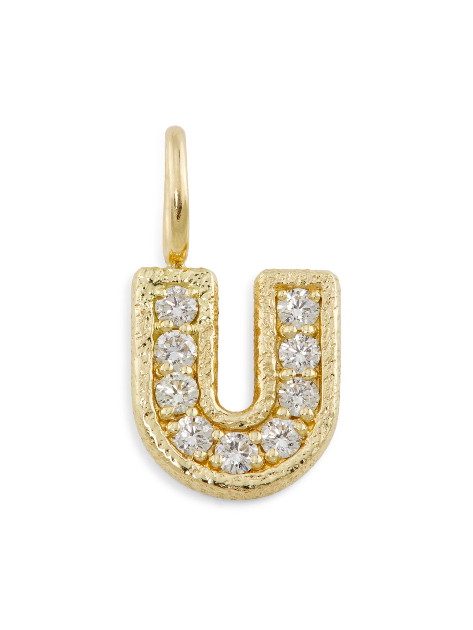 Imperfect Grace Women's Muse 14K Yellow Gold & 0.24 TCW Diamond Initial Charm - Initial U