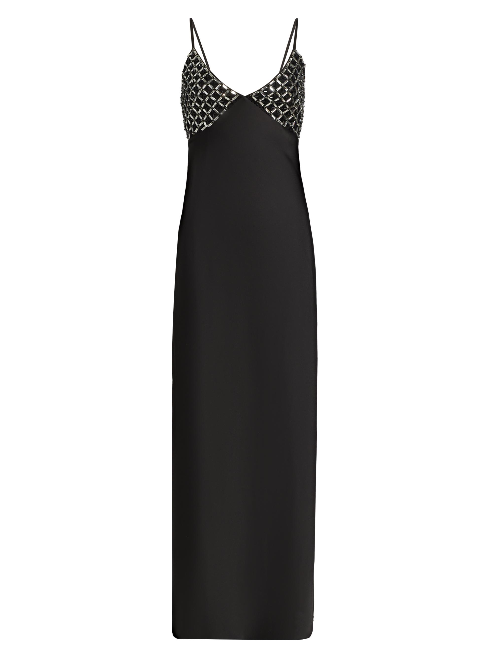 Ramy Brook Women's Lizzy Embellished V-Neck Back-Slit Gown - Black Silver Geo