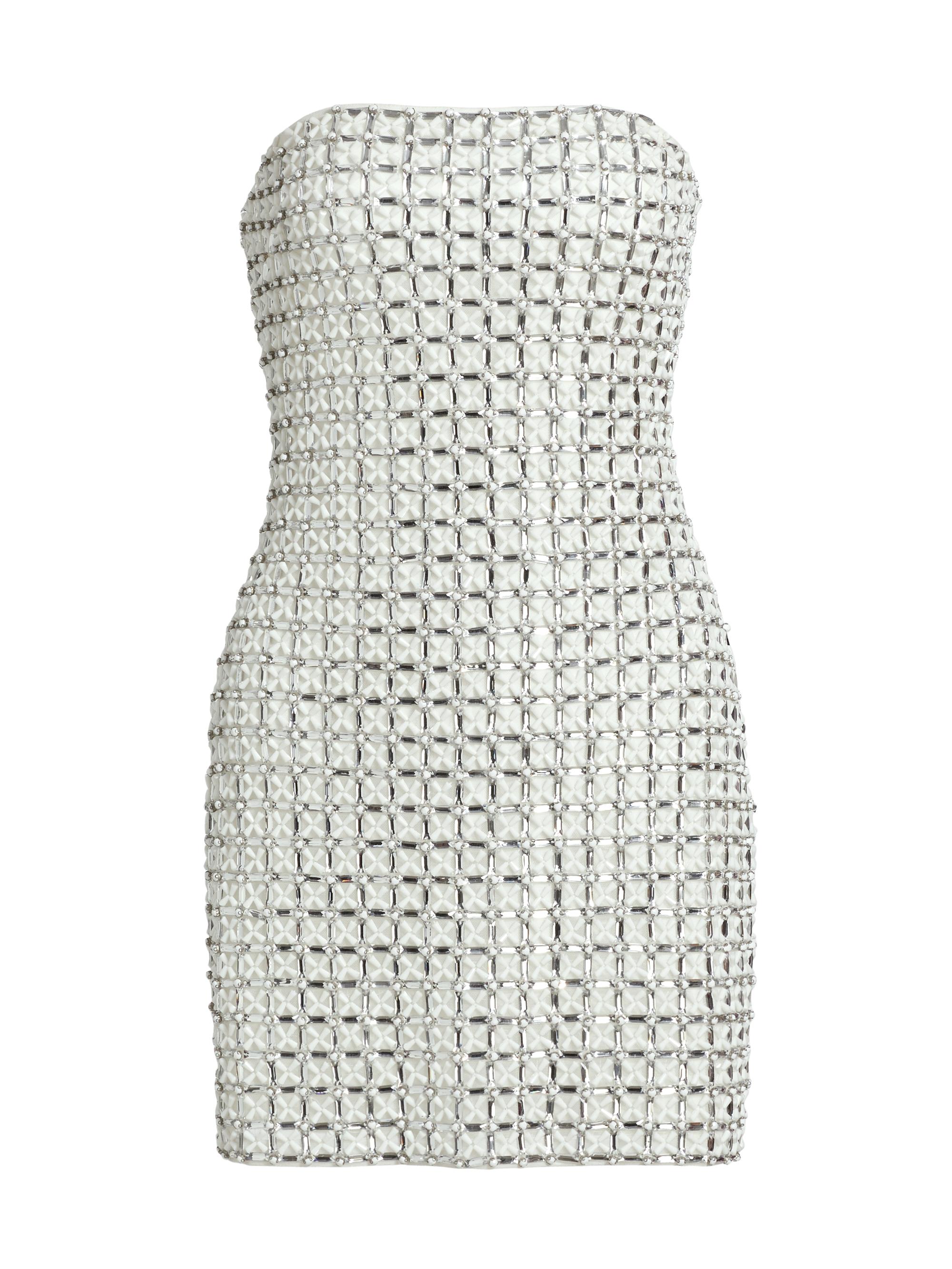 Ramy Brook Women's Harper Embellished Grid Bustier Minidress -  Silver Geo