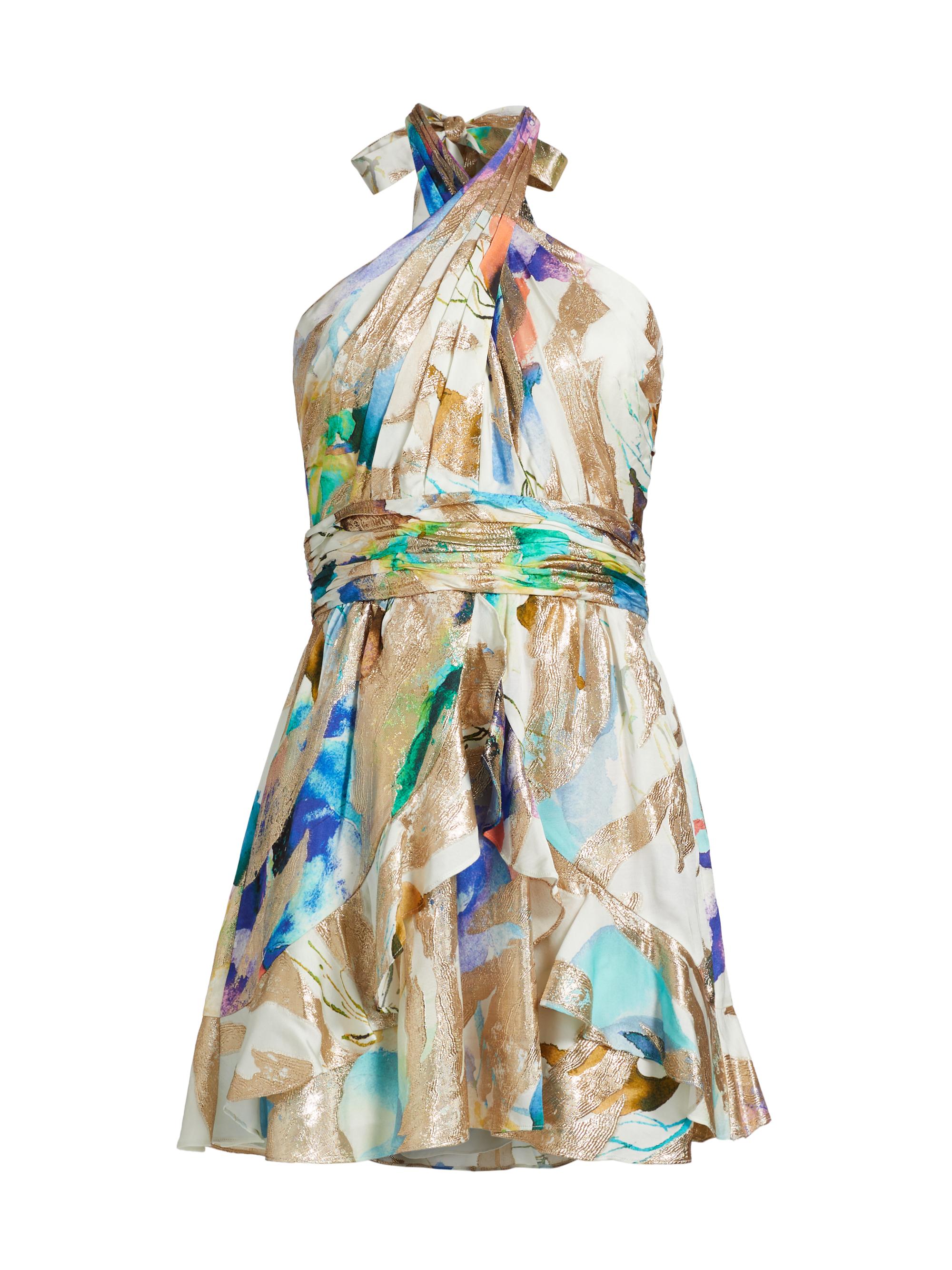 Ramy Brook Women's Reuben Metallic Marble Halterneck Minidress -  Marble