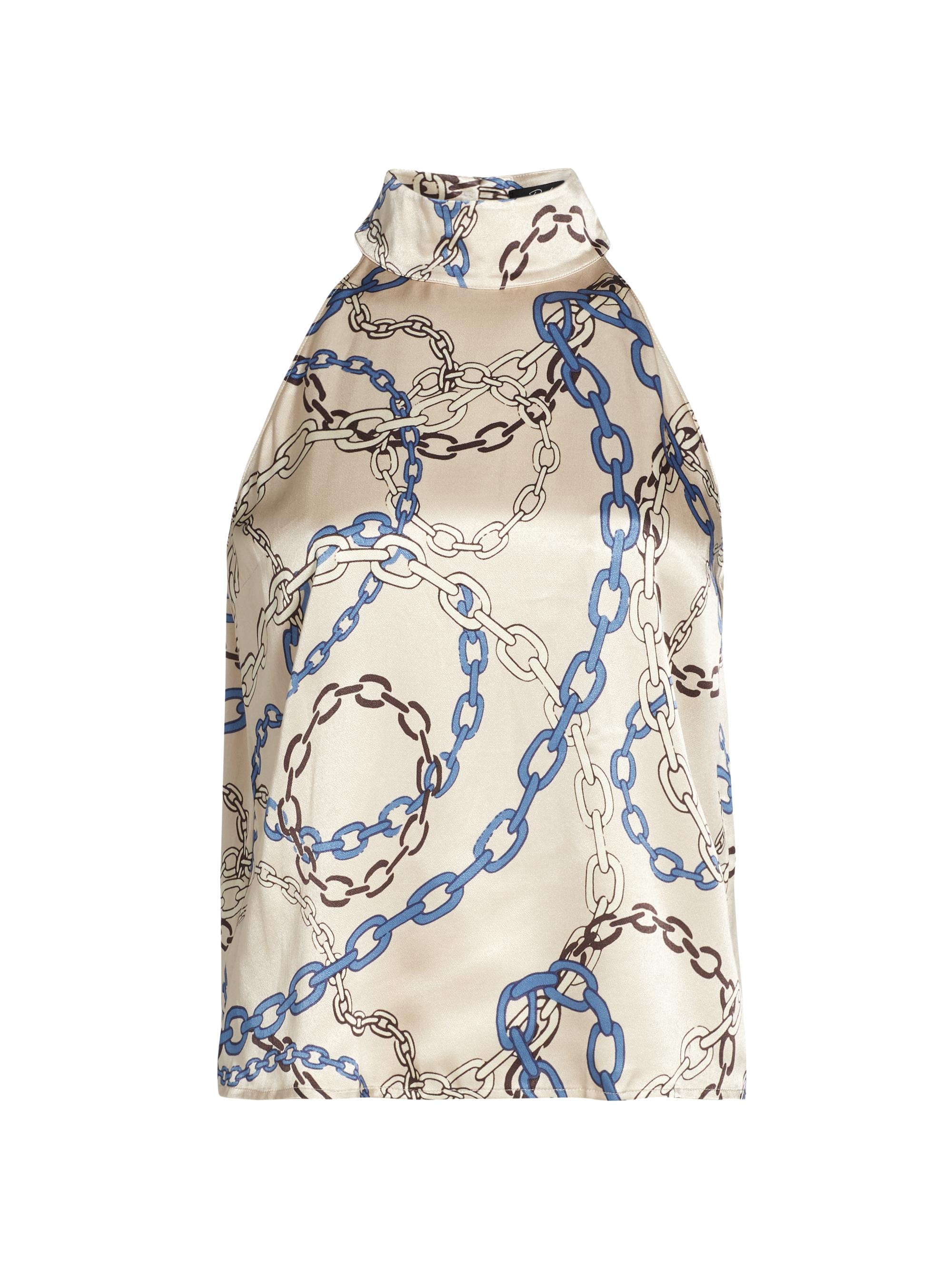Rails Women's Leah Chain-Print Satin Halterneck Top - Chain Links