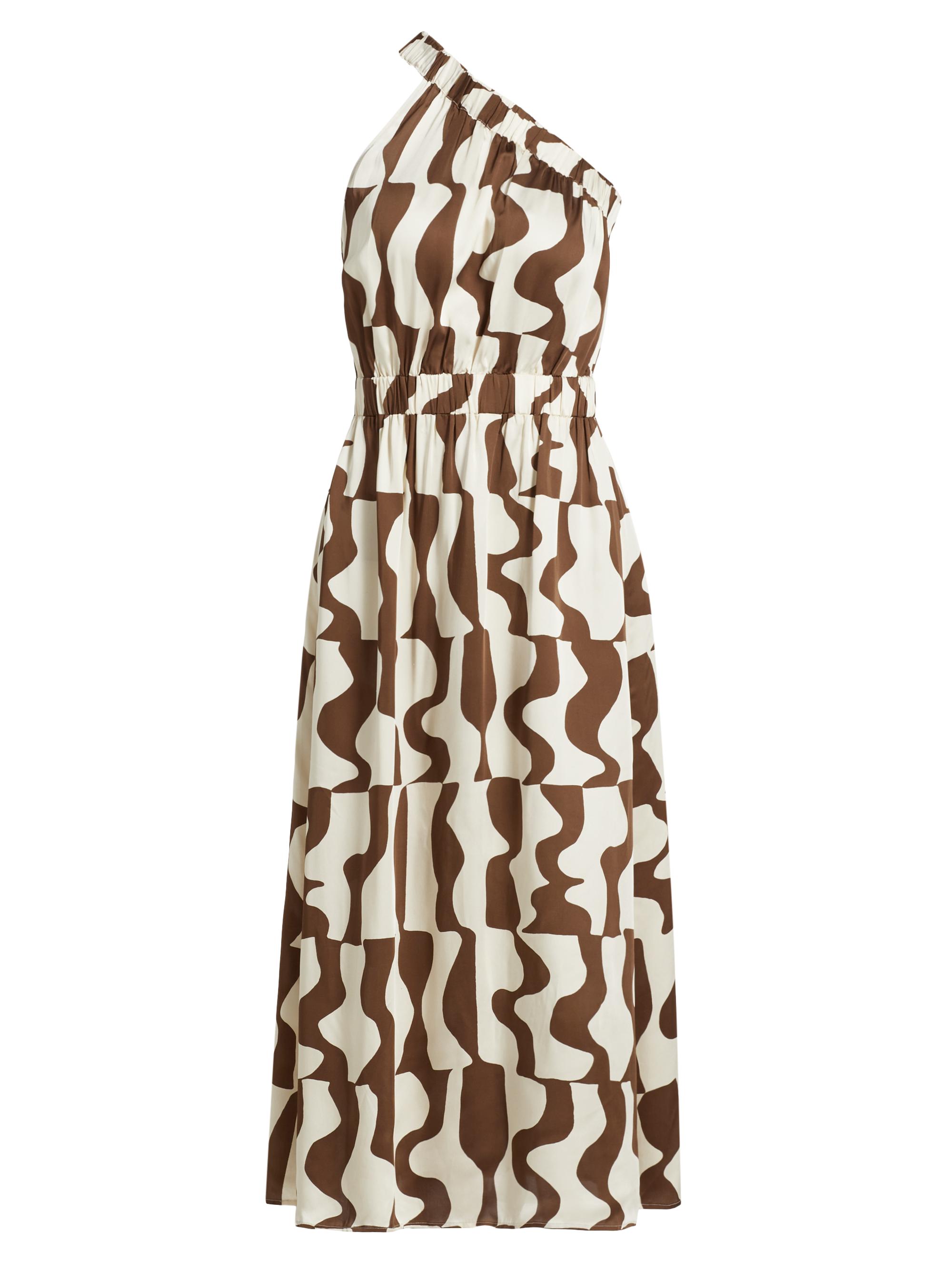 Rails Women's India Abstract Crepe Elasticized One-Shoulder Midi-Dress - Copper Noto