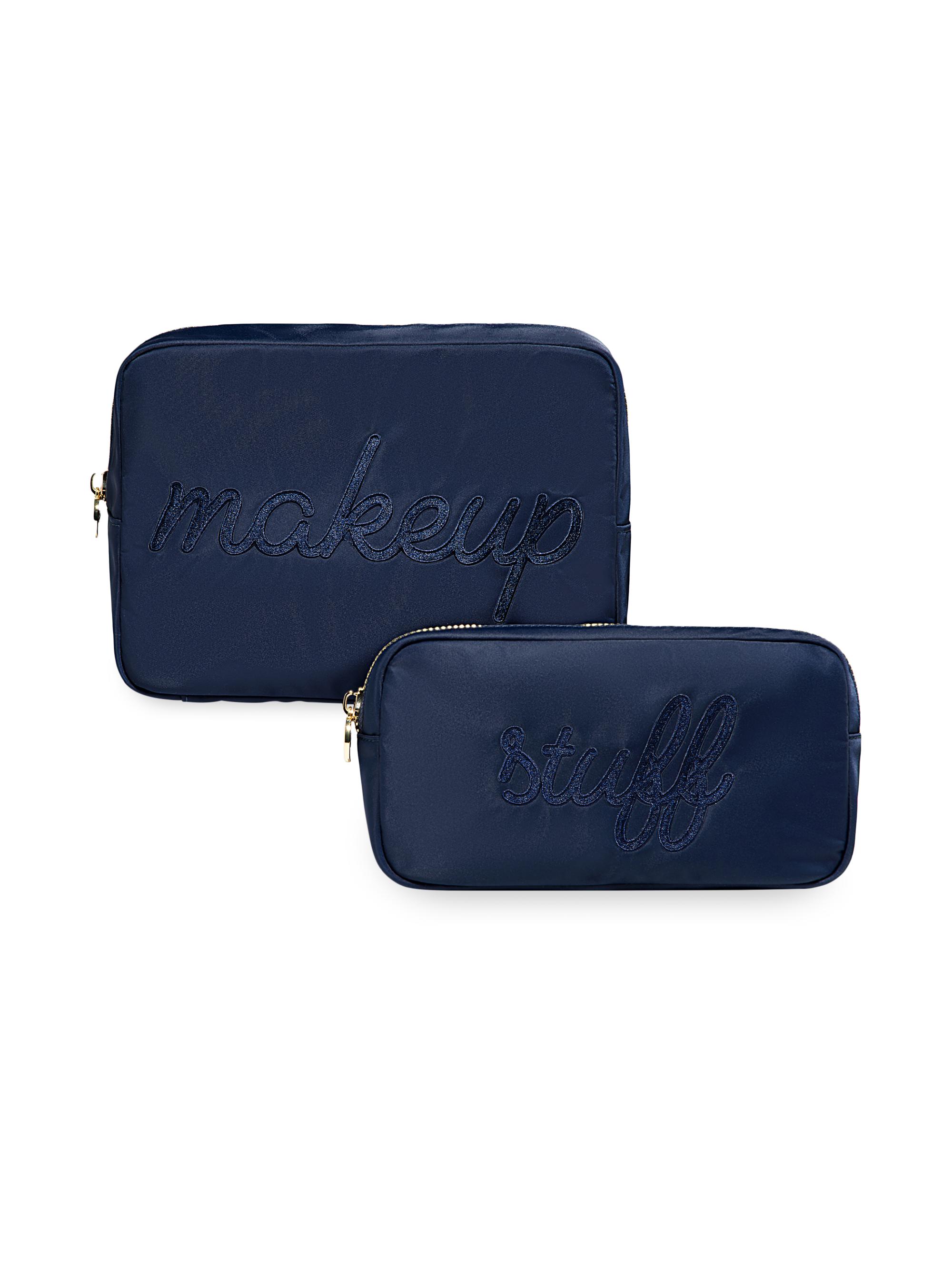 Stoney Clover Lane Women's Two-Piece Embroidered Nylon Pouch Set - Sapphire