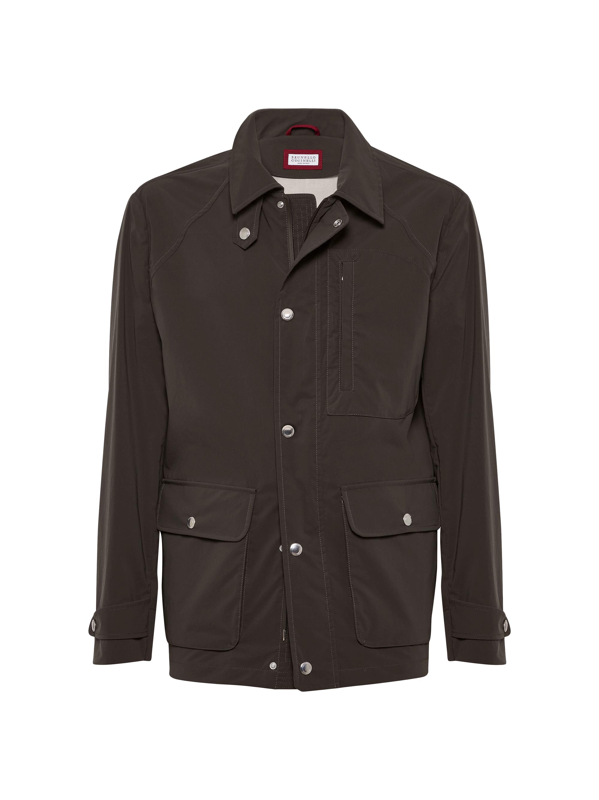 Brunello Cucinelli Men's Water Resistant Bonded Cotton Unlined Field Jacket - Brown