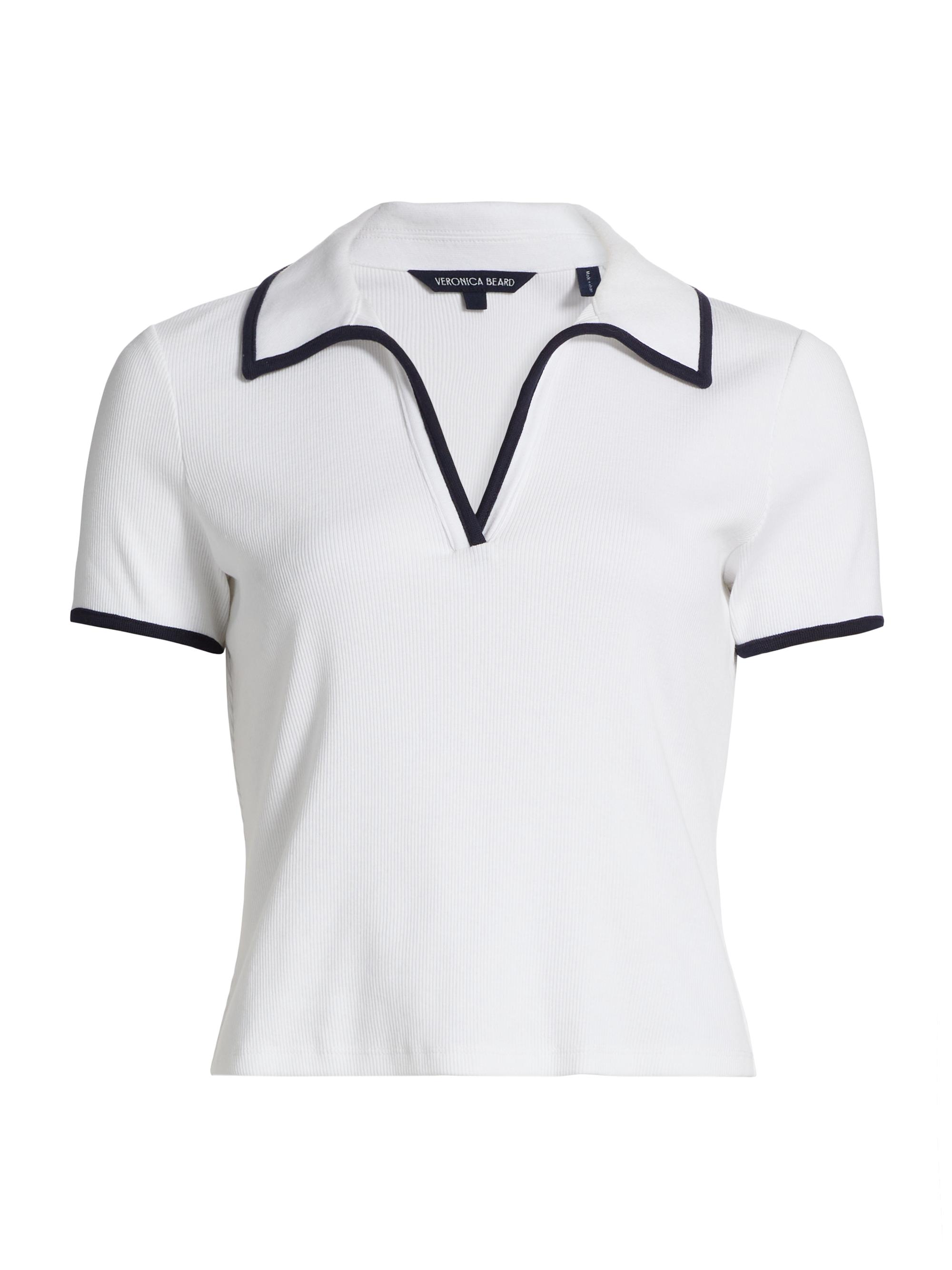 Veronica Beard Women's Kearney Open Collar Polo Shirt - White