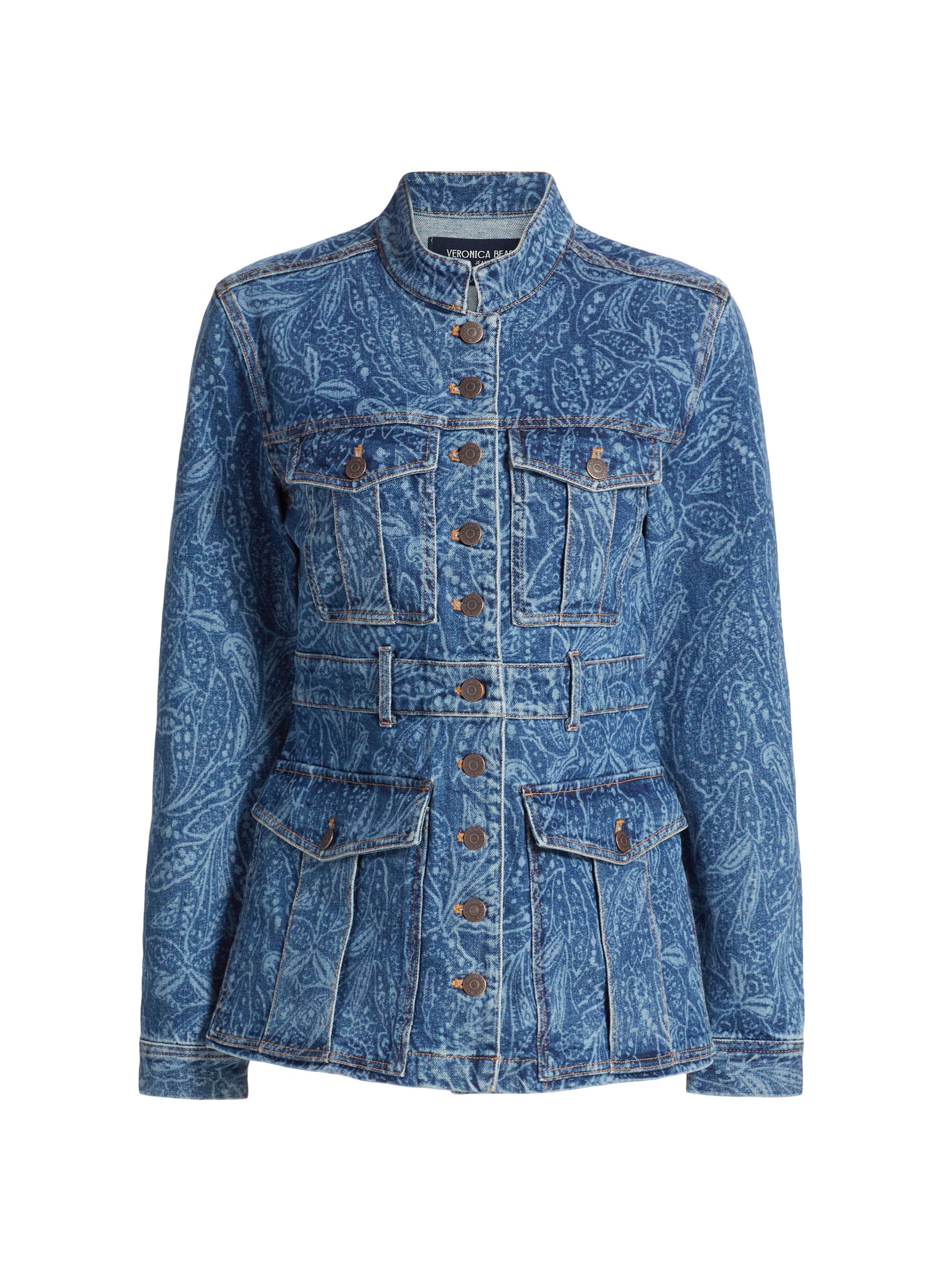 Veronica Beard Women's Tika Paisley Belted Denim Jacket - Atlantic Paisley