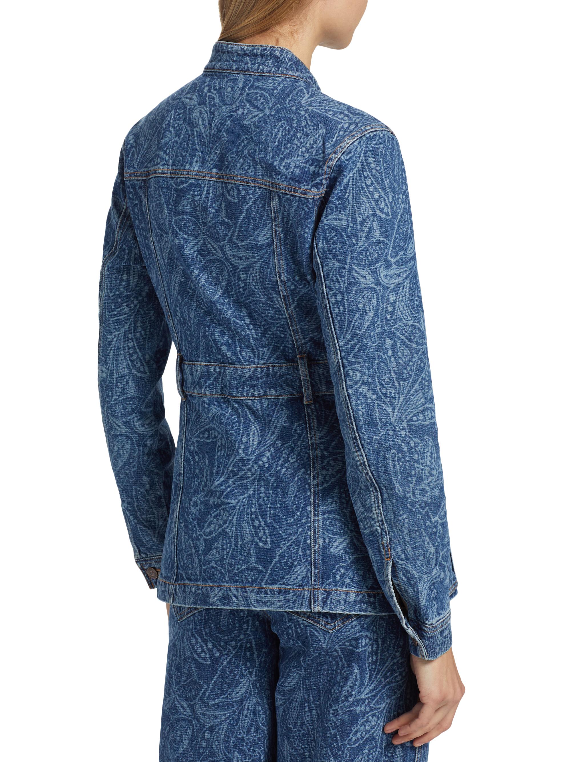 Veronica Beard Tika Paisley Belted Denim Jacket | Saks Fifth Avenue