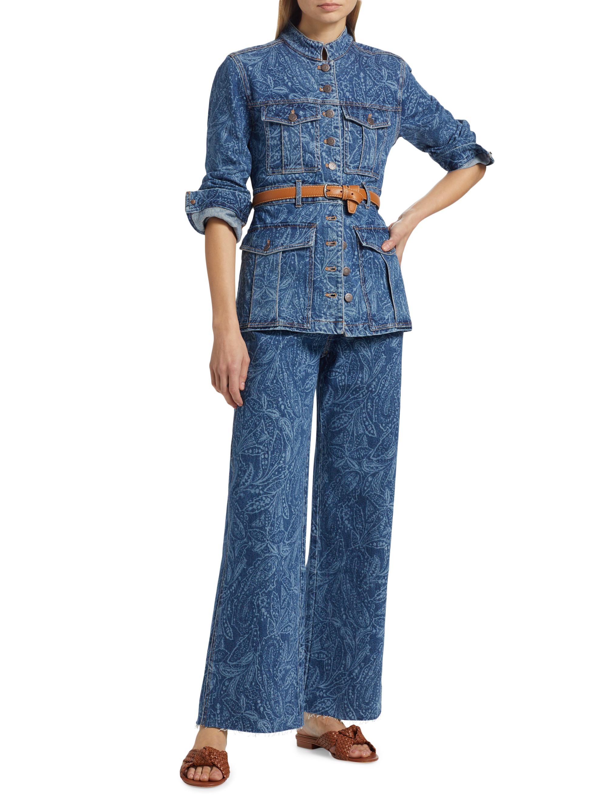 Veronica Beard Tika Paisley Belted Denim Jacket | Saks Fifth Avenue