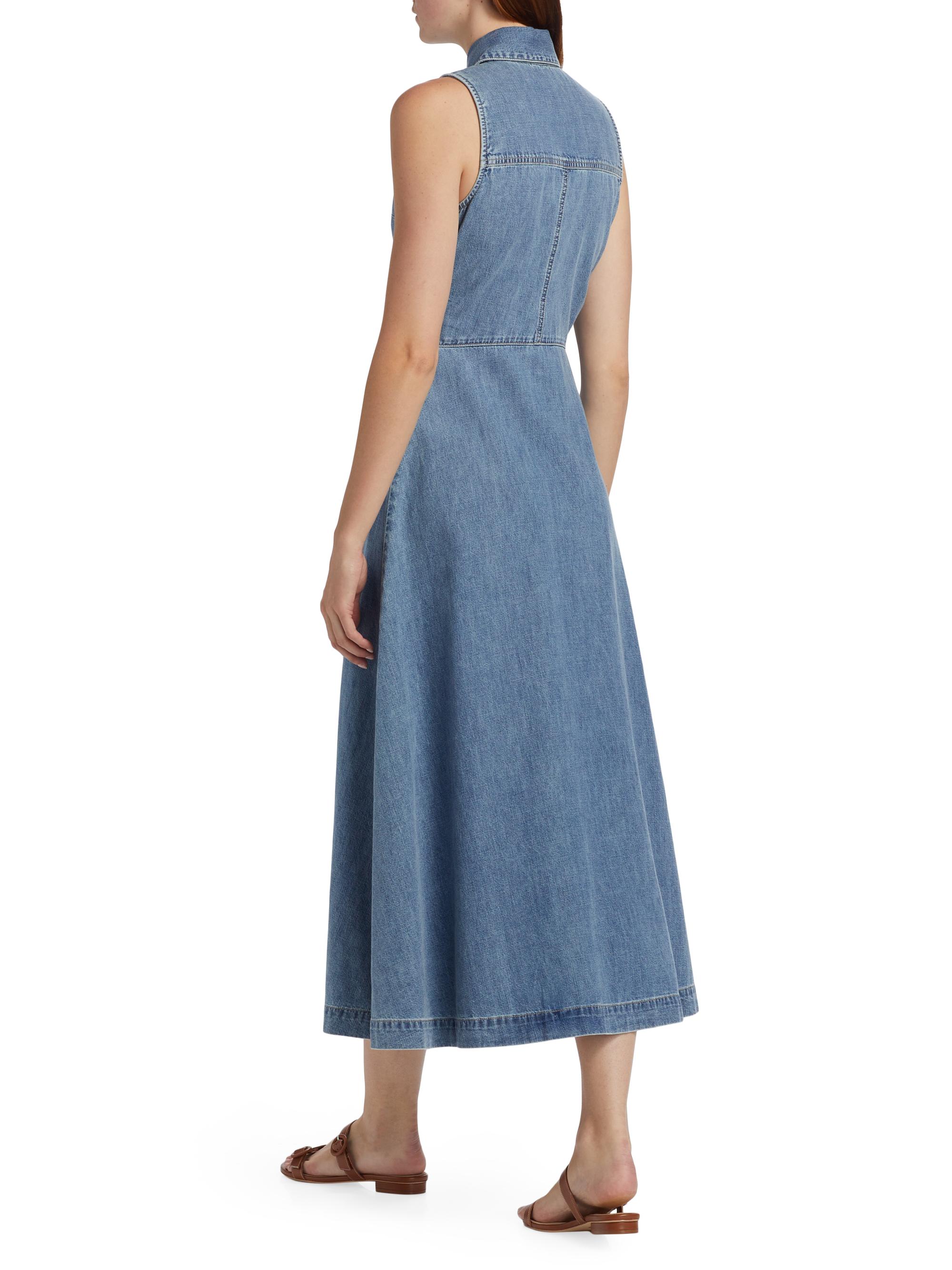 veronica beard dulce denim midi dress Dulce cotton-blend denim midi dress in blue - Veronica Beard