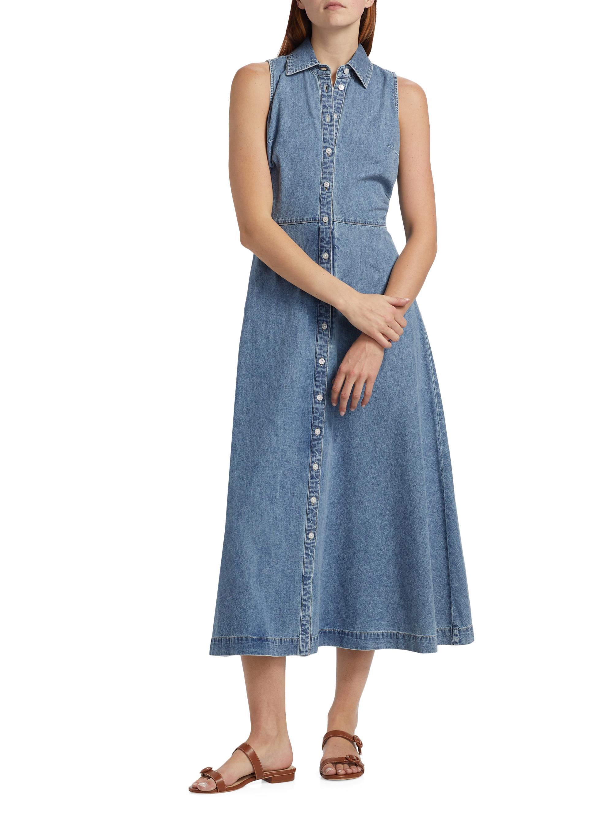saks denim dress SIMKHAI Women's Clarissa Denim A-Line Midi-Dress - Del Mar