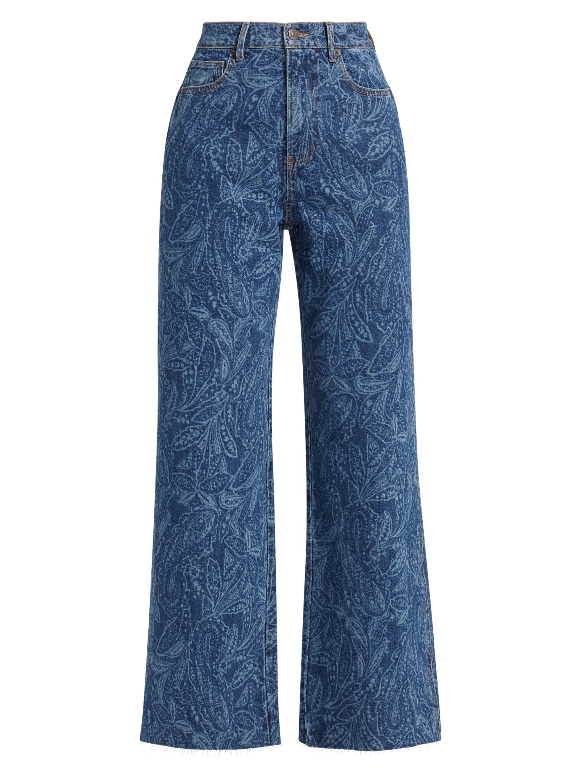 Veronica Beard Women's Taylor High-Rise Wide-Leg Jeans - Atlantic Paisley