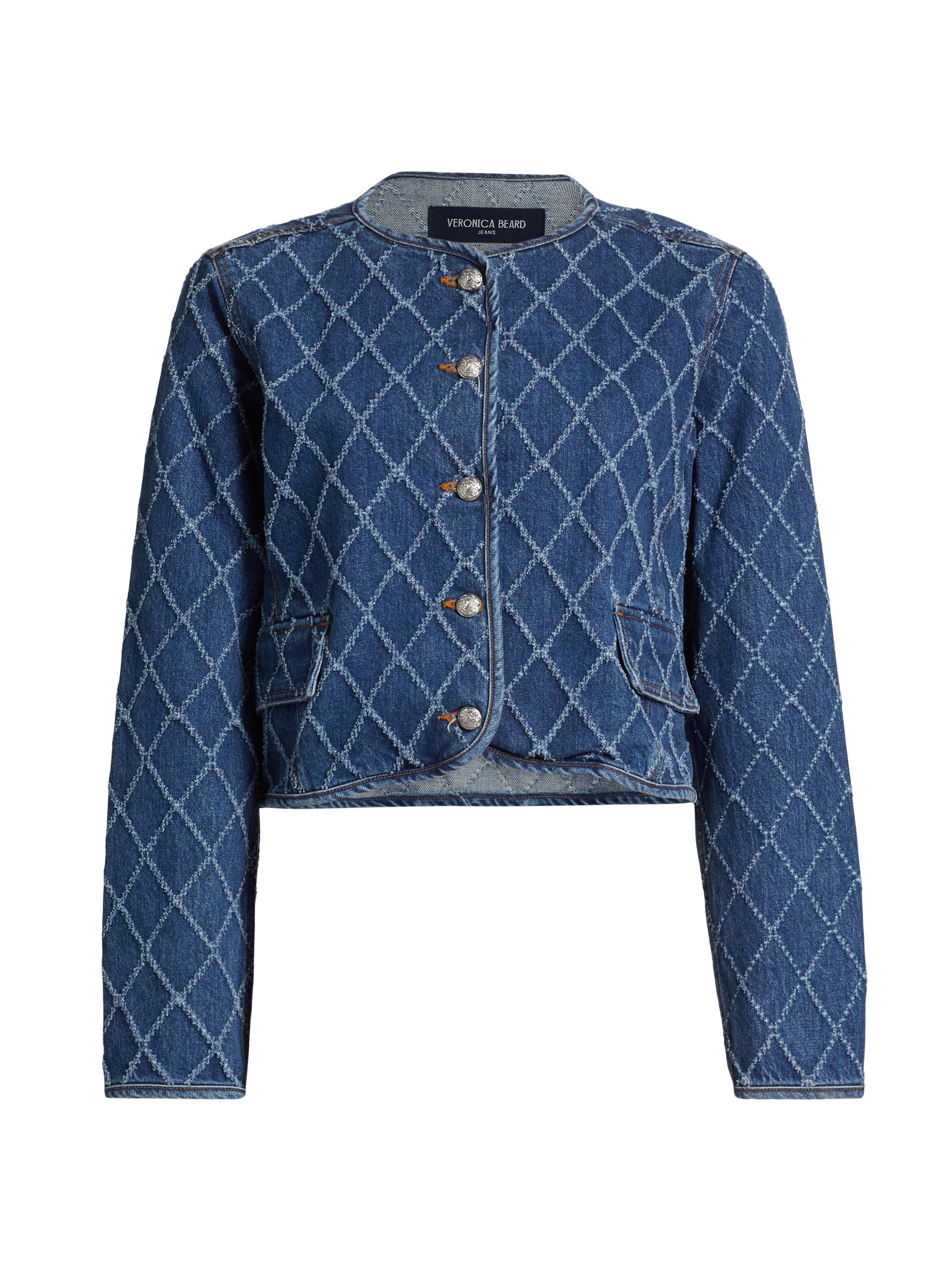 Veronica Beard Women's Nolita Perforated Diamond Denim Jacket - Blue Diamond