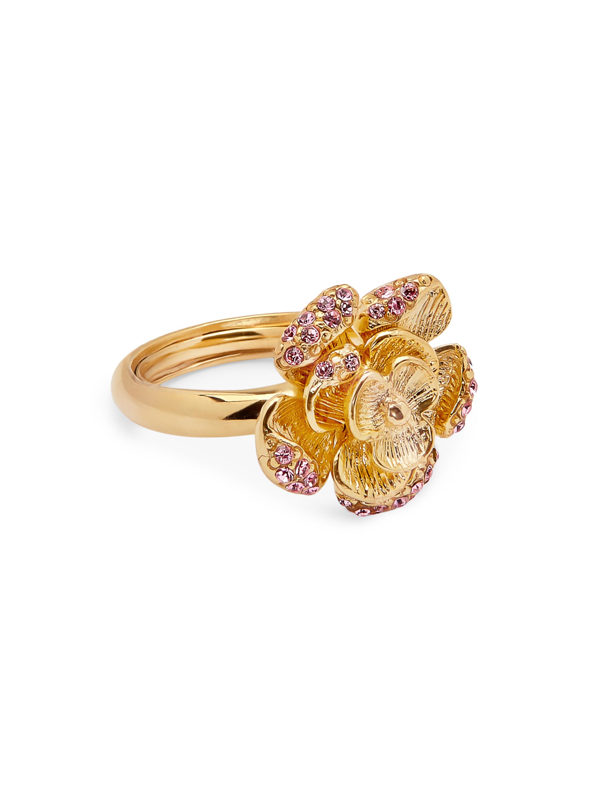 Oscar de la Renta Women's Goldtone & Strass Crystal Flower Ring - Rose