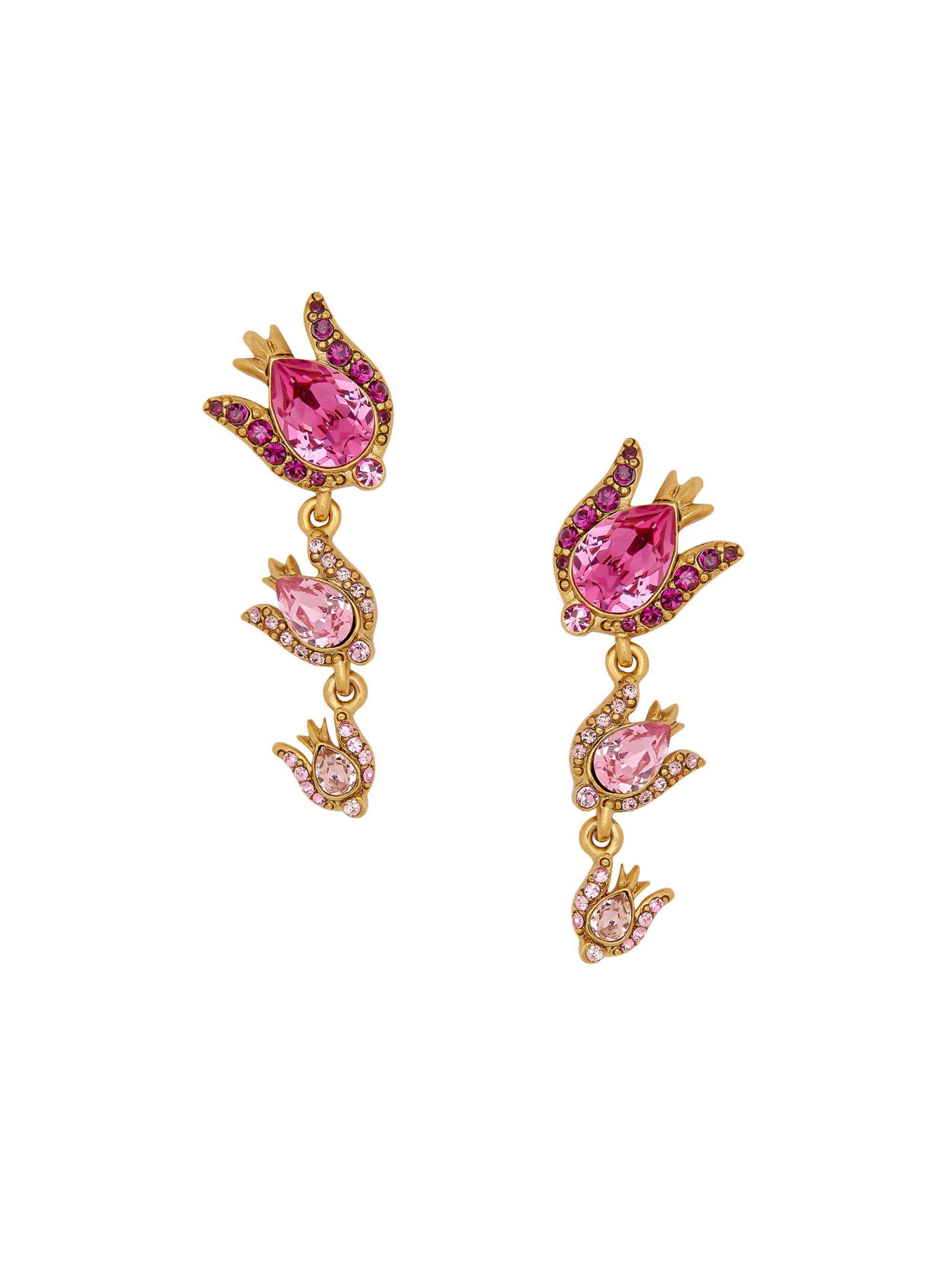 Oscar de la Renta Women's Goldtone & Glass Crystal Rose Triple-Drop Earrings - Rose Multi
