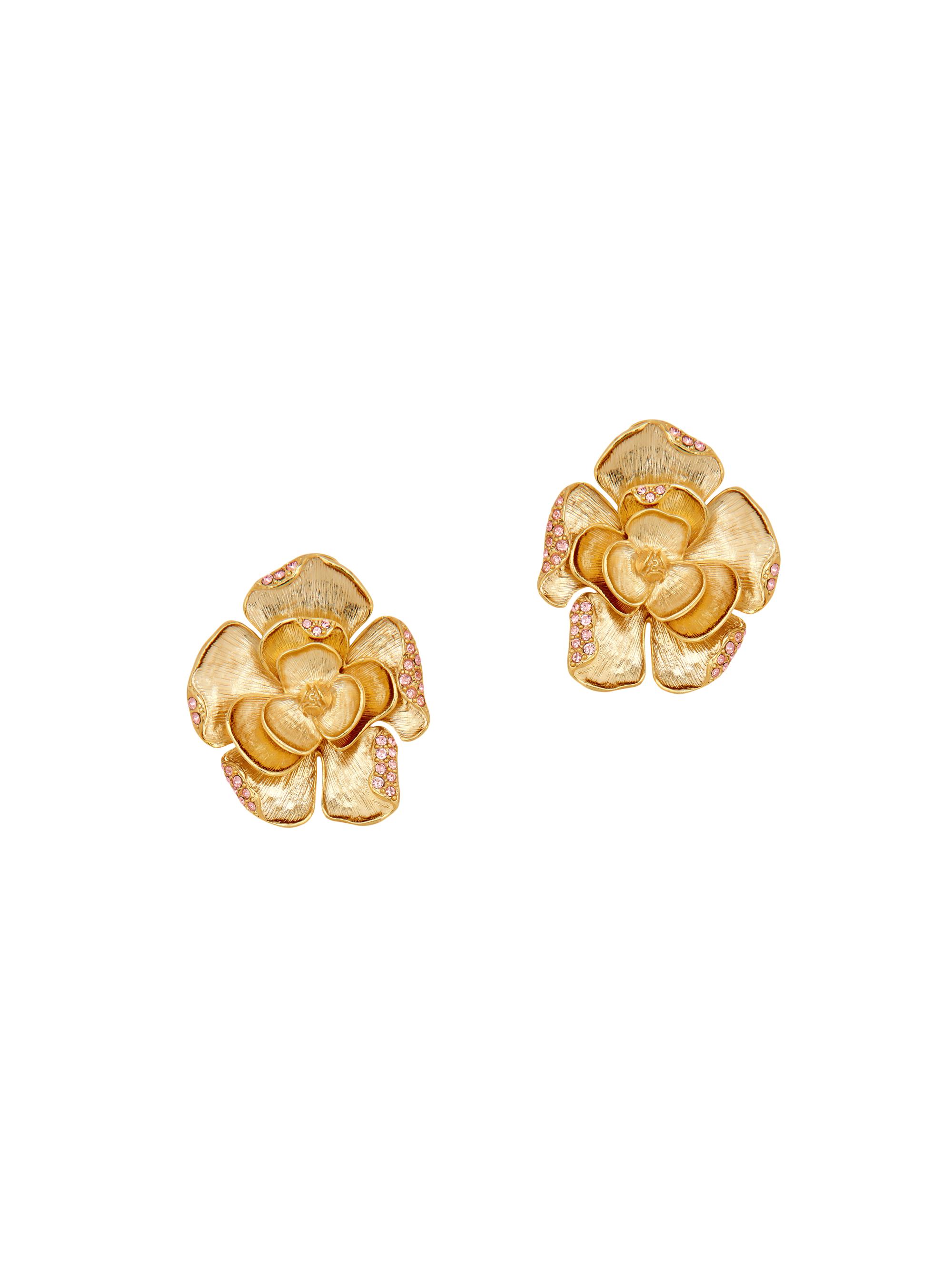 Oscar de la Renta Women's Goldtone & Strass Crystal Flower Clip-On Earrings - Rose