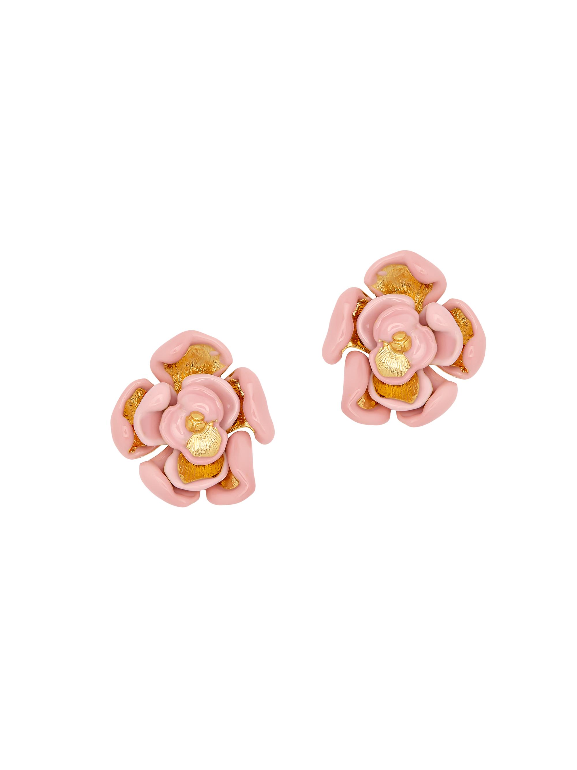 Oscar de la Renta Women's 14K-Gold-Plated & Enamel Flower Stud Earrings - Rose