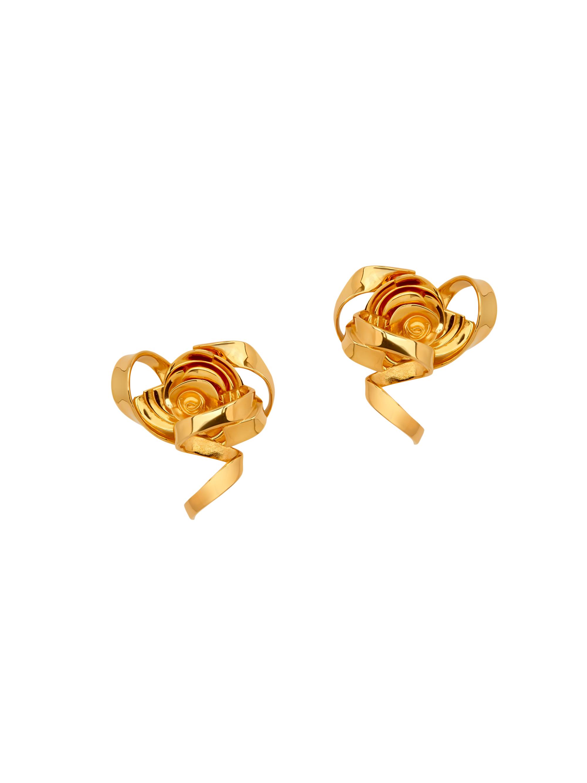 Oscar de la Renta Women's 24K-Gold-Plated Rose Stud Earrings - Gold