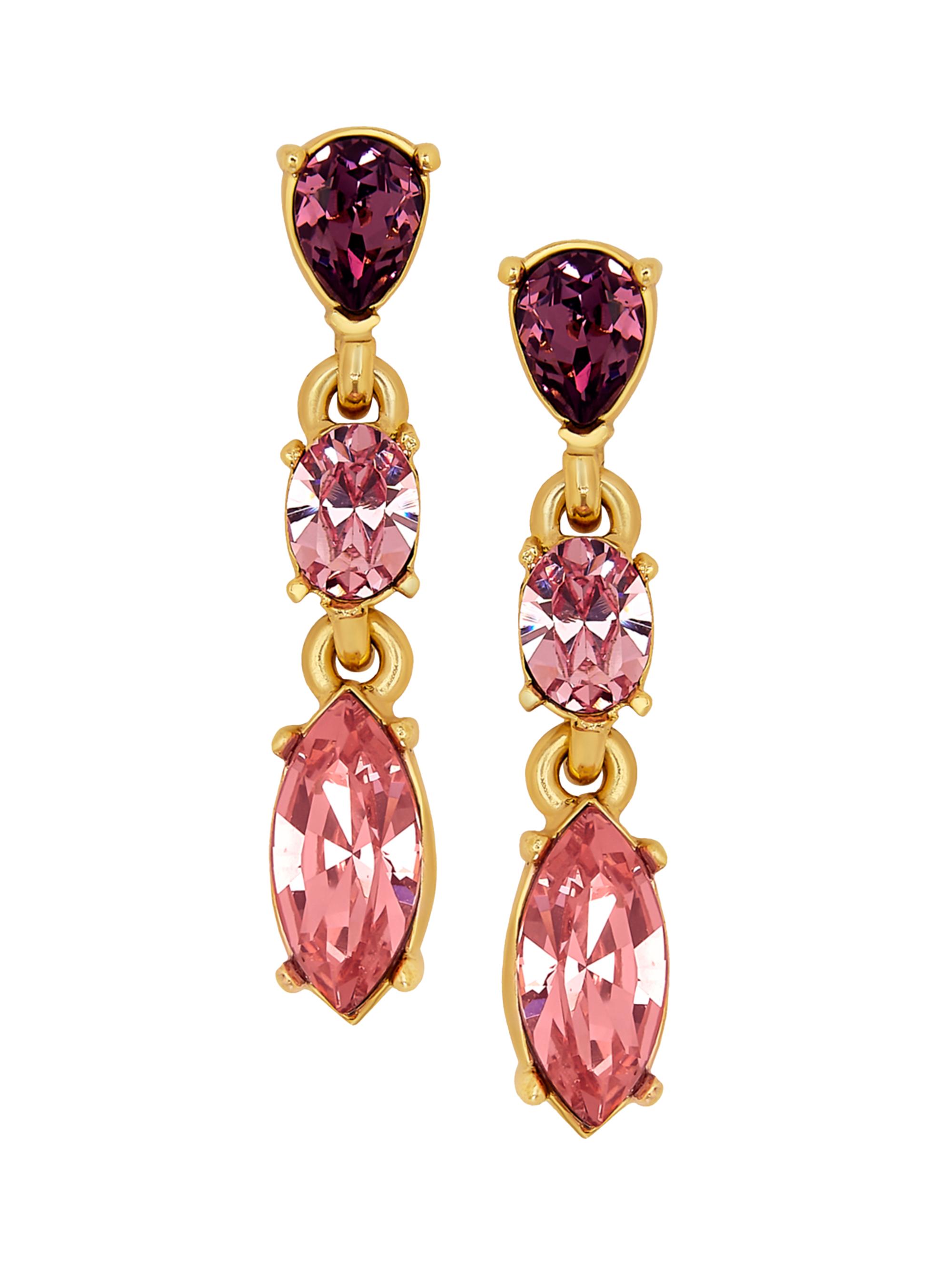 Oscar de la Renta Women's 14K-Gold-Plated & Glass Crystal Triple-Drop Earrings - Rose Multi