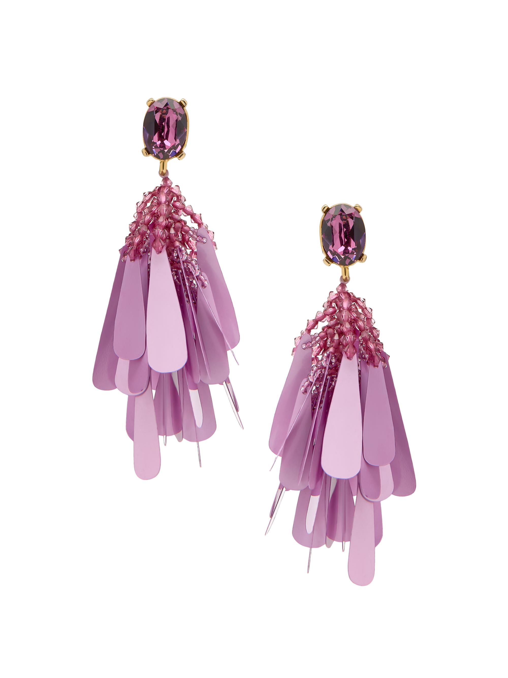 Oscar de la Renta Women's Metal & Mixed-Media Clip-On Drop Earrings - Violet