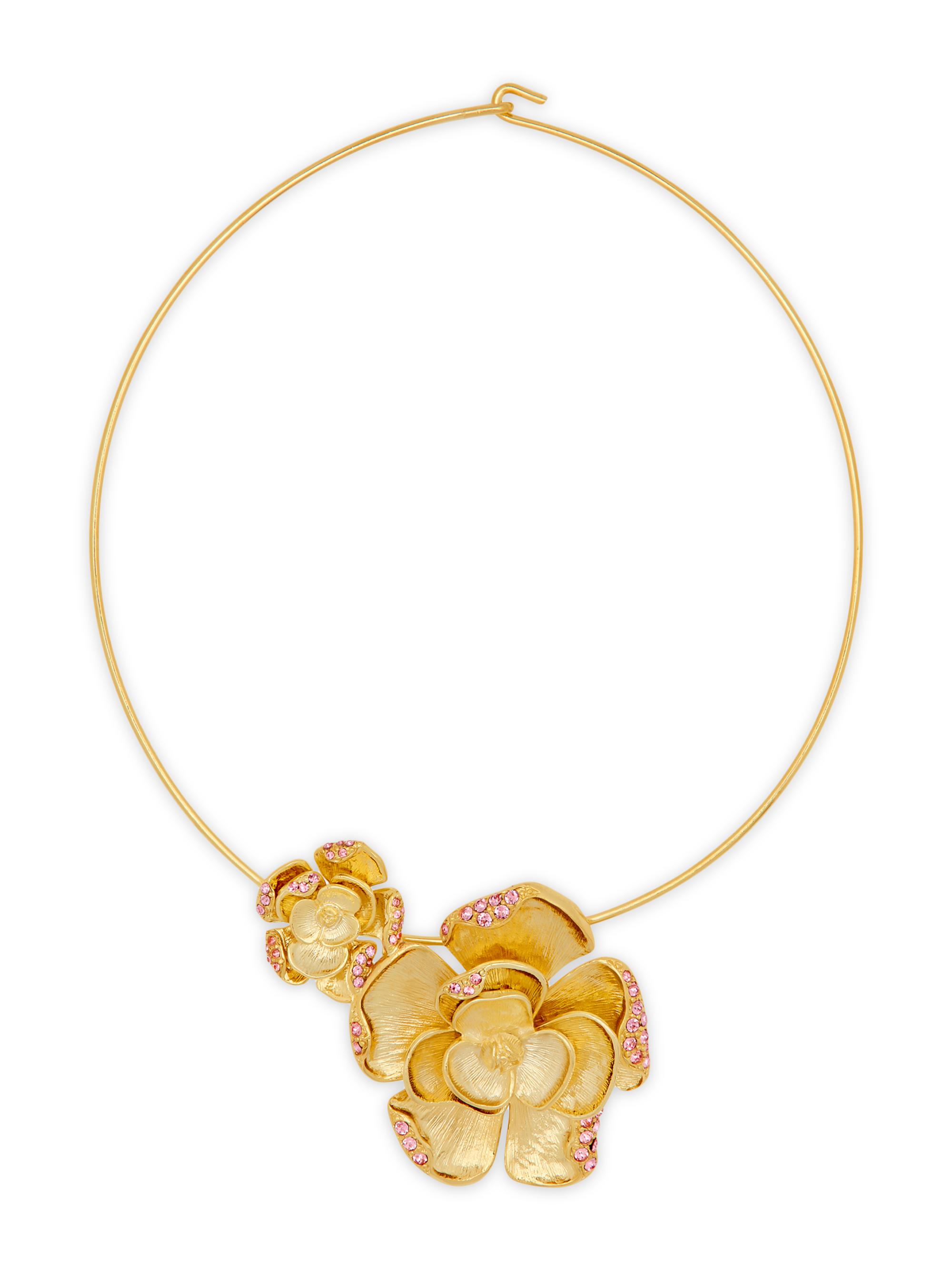 Oscar de la Renta Women's 14K-Gold-Plated & Strass Crystal Flower Pendant Necklace - Rose