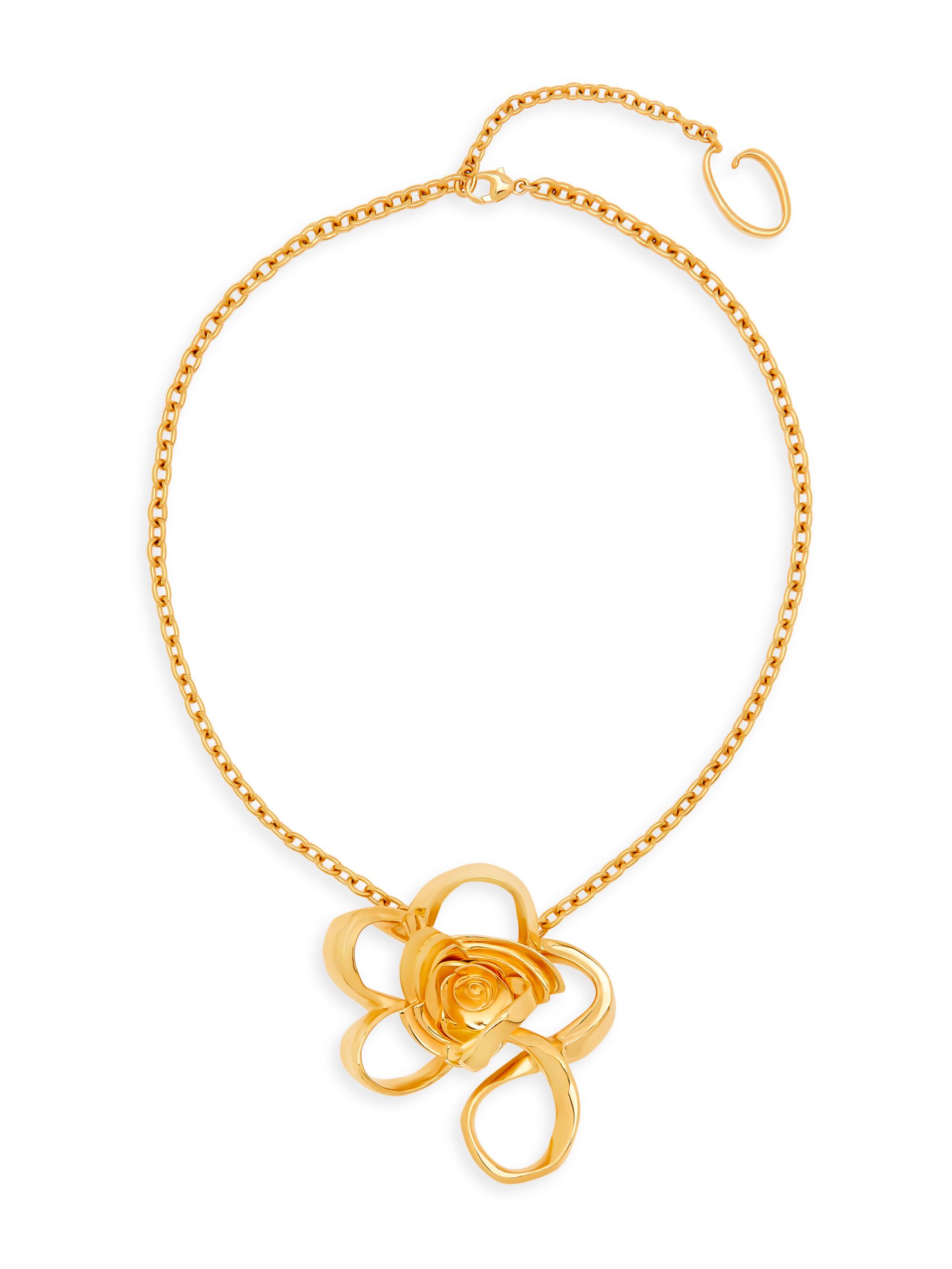 Oscar de la Renta Women's 24K-Gold-Plated Rose Pendant Necklace - Gold