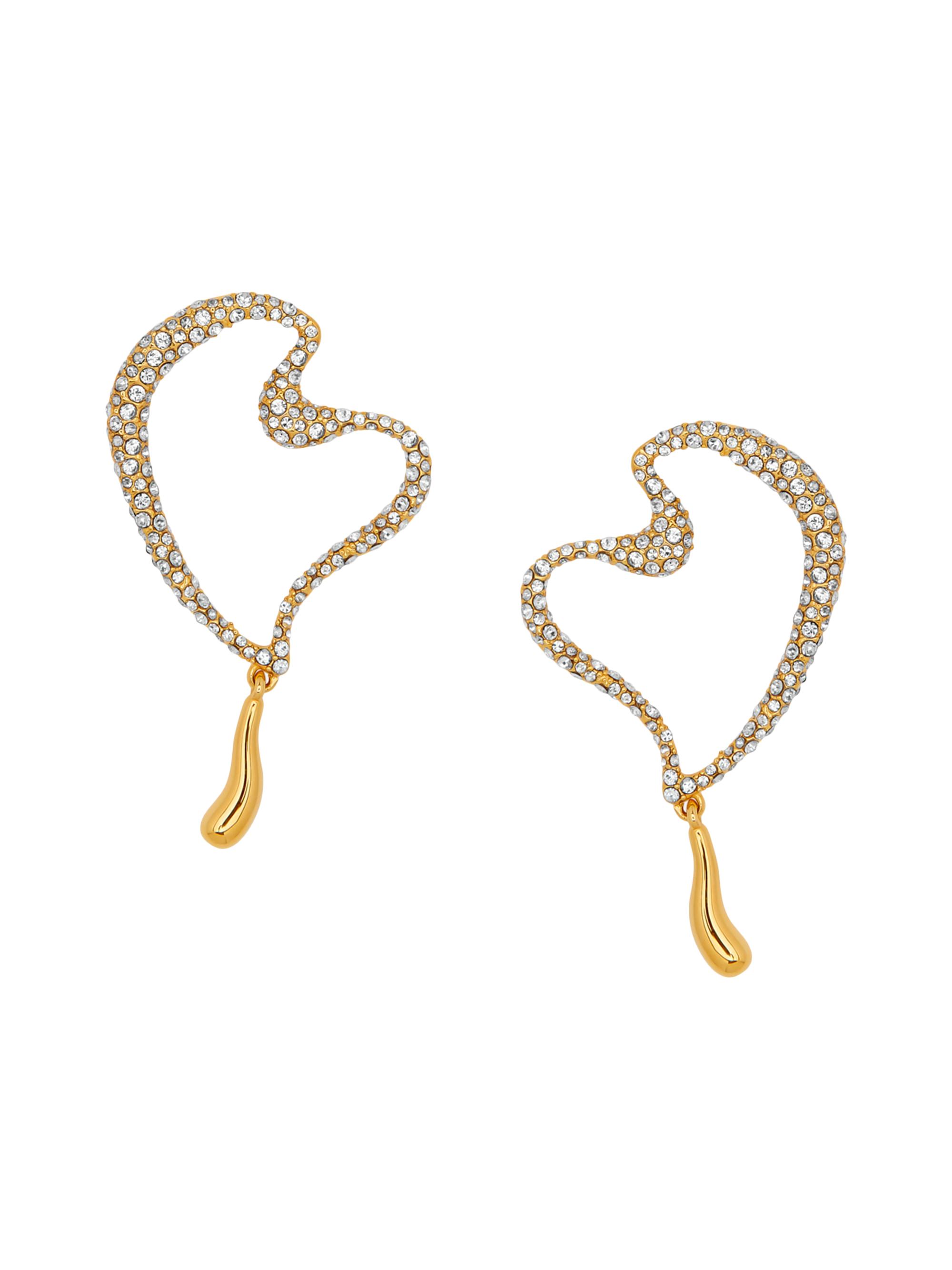 Oscar de la Renta Women's 24K-Gold-Plated & Strass Crystal Heart Drop Earrings - Crystal