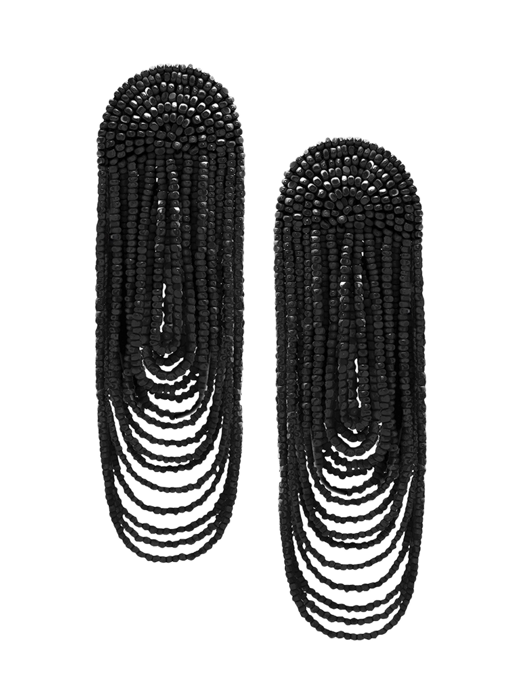 Oscar de la Renta Women's 14K-Gold-Plated & Glass Beaded Clip-On Earrings - Black