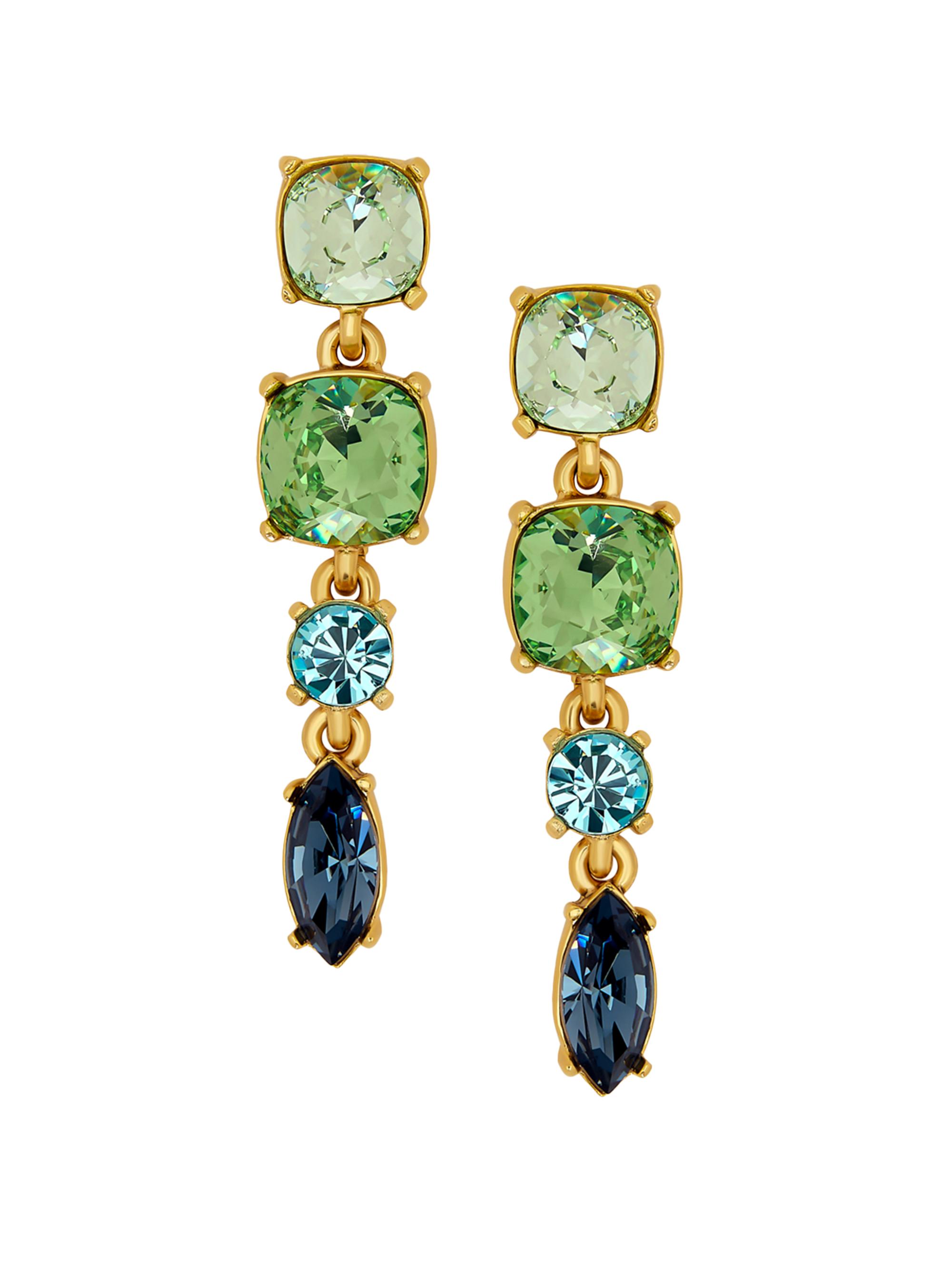Oscar de la Renta Women's 14K-Gold-Plated & Glass Crystal Drop Earrings - Green Multi