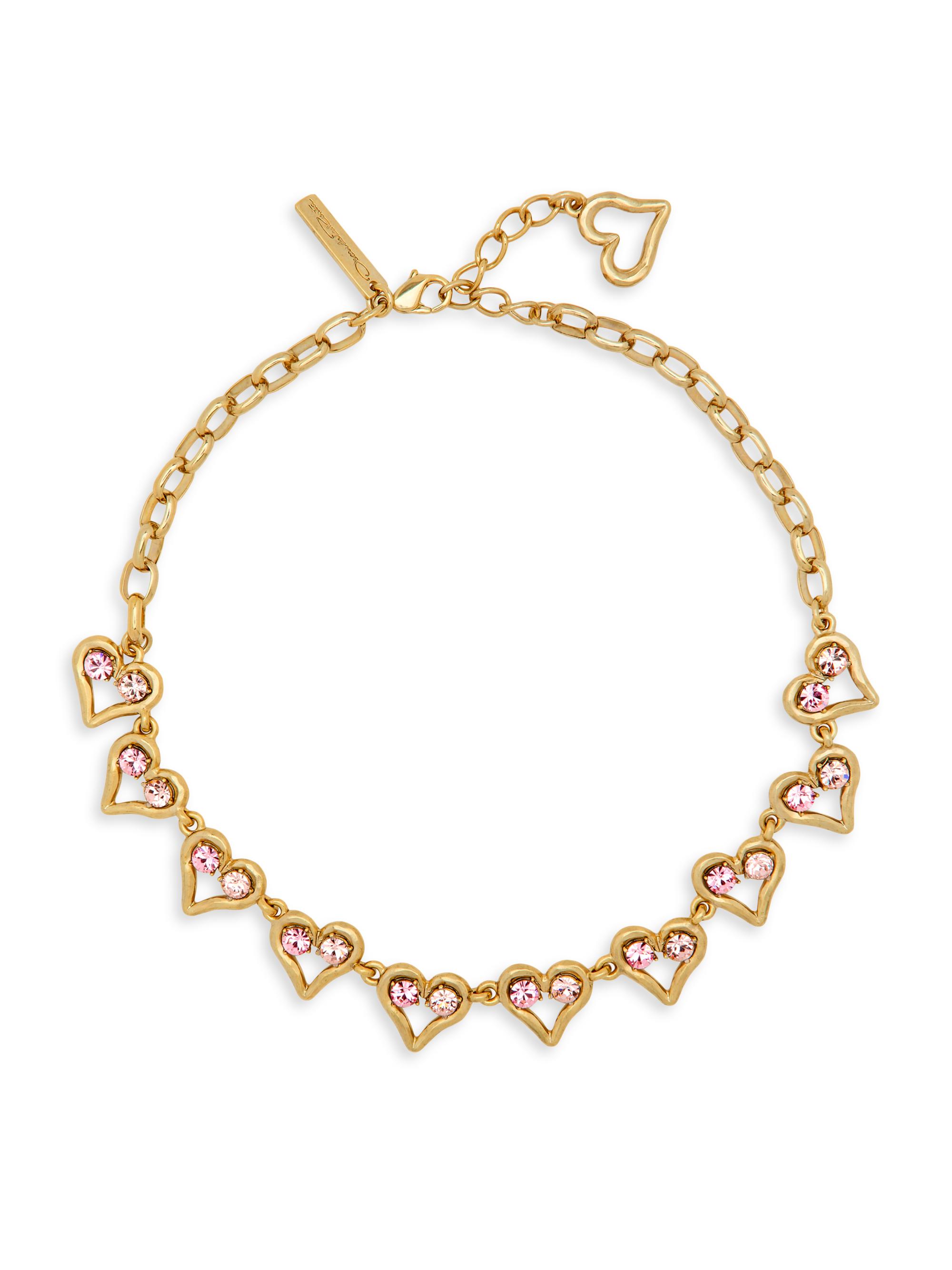 Oscar de la Renta Women's Scramble 14K-Gold-Plated & Glass Crystal Heart Necklace - Rose Multi
