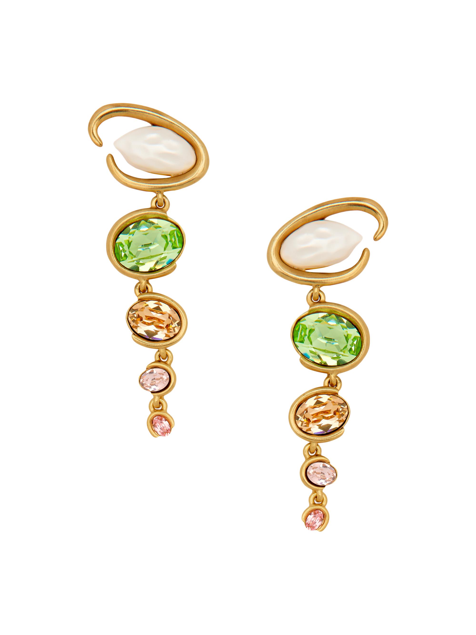 Oscar de la Renta Women's Goldtone, Glass Crystal and Imitation Pearl Clip-On Drop Earrings