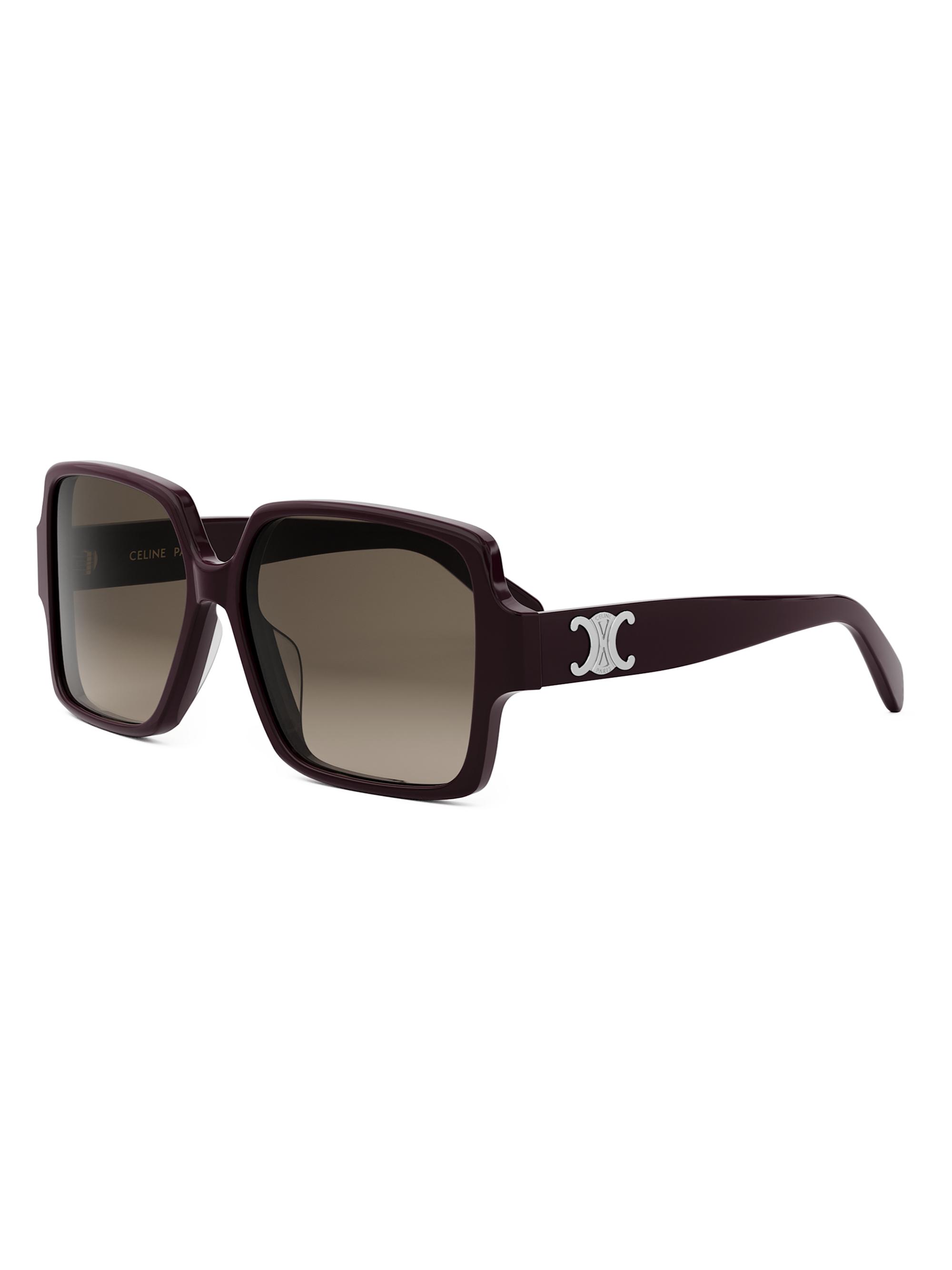 CELINE Women's Triomphe 60MM Square Sunglasses - Shiny Bordeaux Gradient Brown