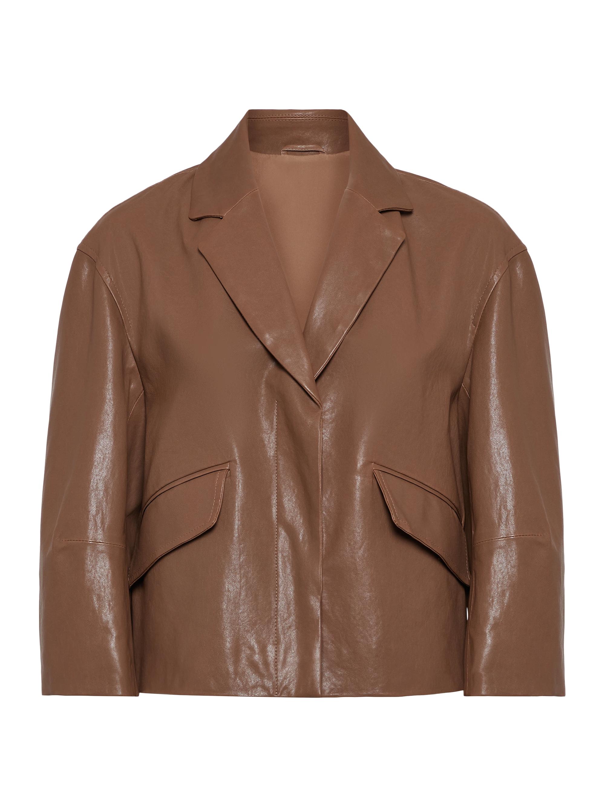 Brunello Cucinelli Women's Polished Leather Outerwear Blazer - Brown