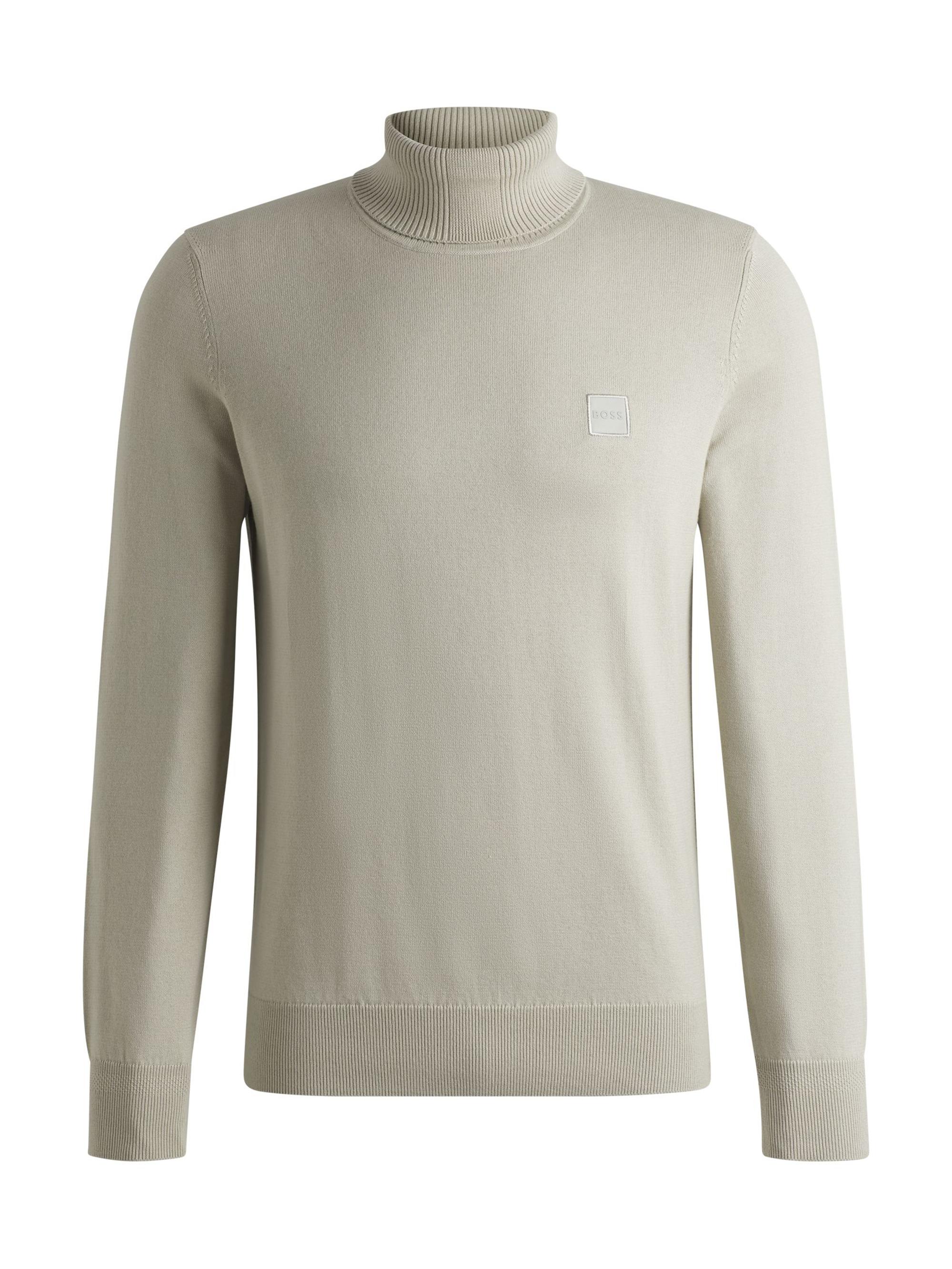 BOSS Men's Rollneck Regular-Fit Sweater in Cotton and Cashmere - Beige