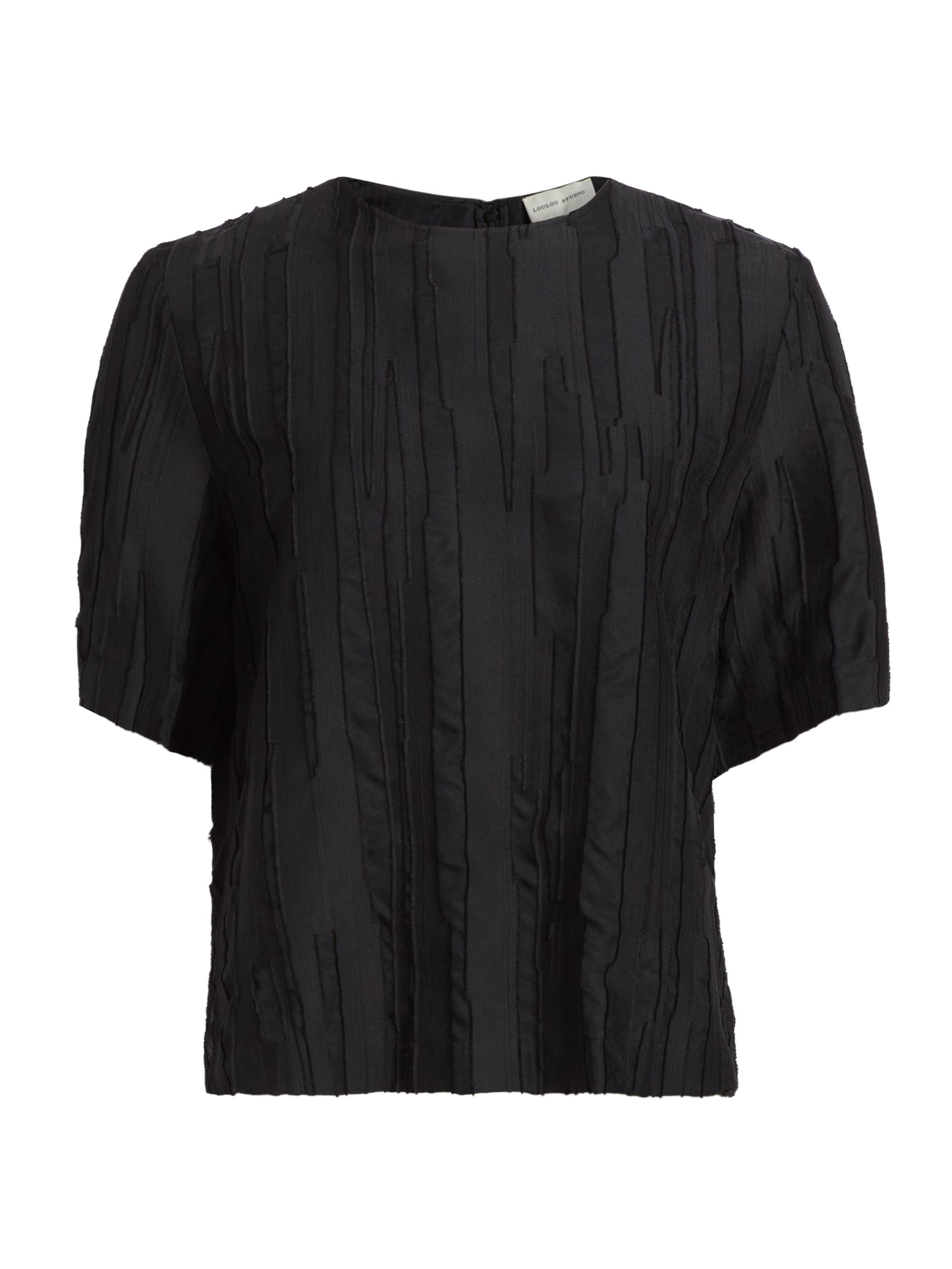 Loulou de Saison Women's Toba Round Neck Blouse - Black