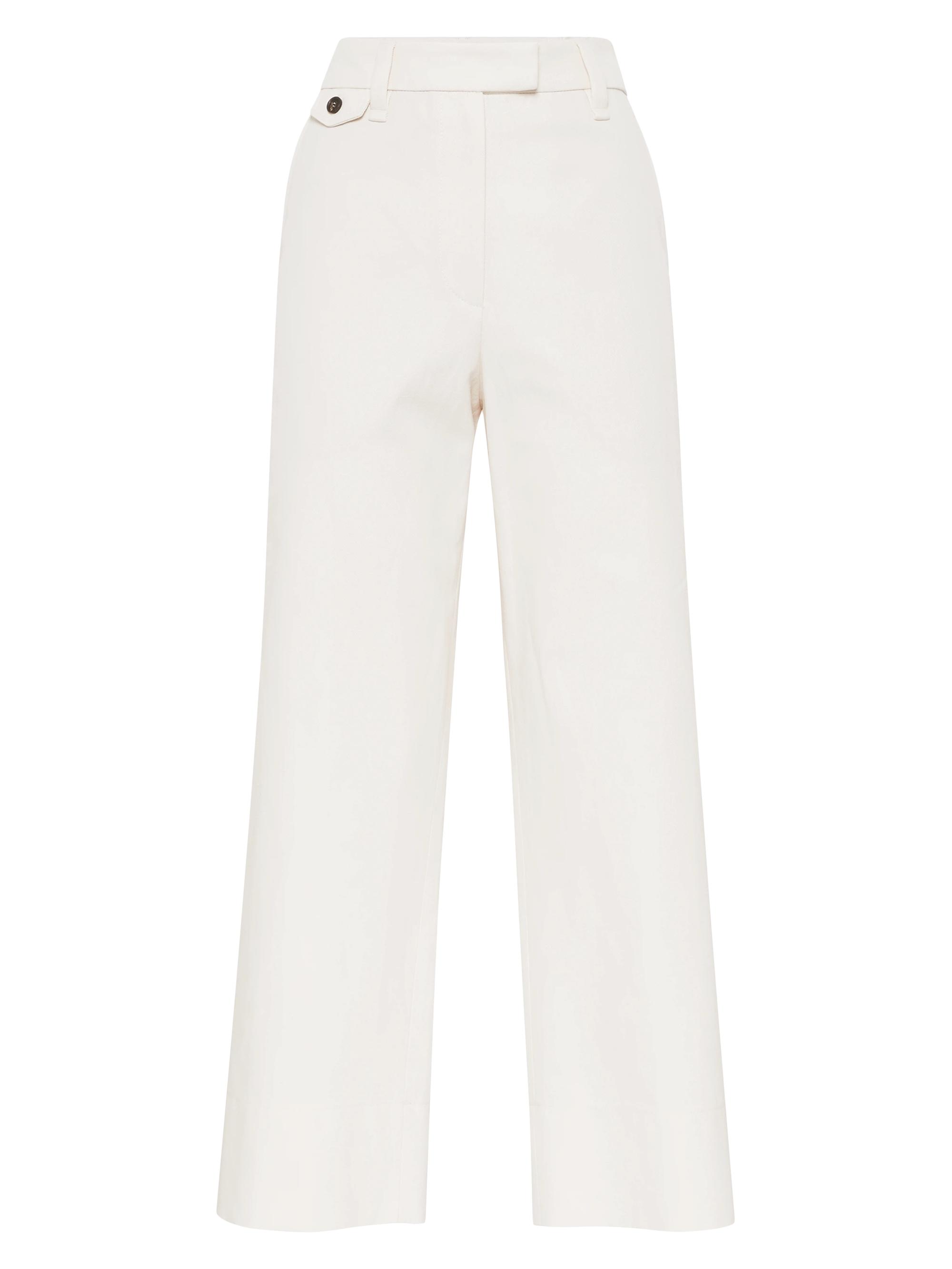 Brunello Cucinelli Women's Cotton and Linen Cover Cropped Chino Trousers with Monili - Panama