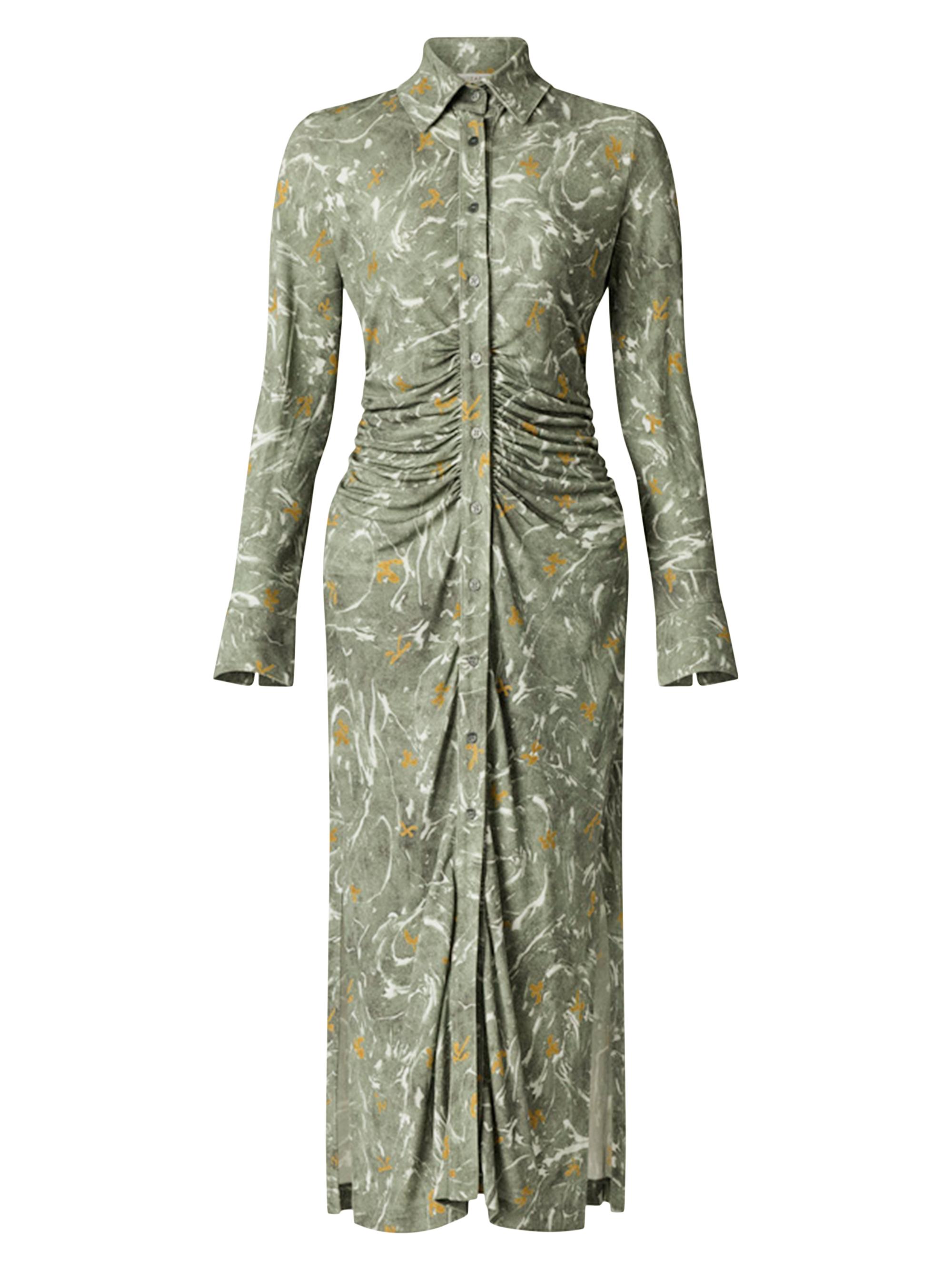 Altuzarra Women's Claudia Ruched Waist Shirtdress - Monstera Marbled Floral