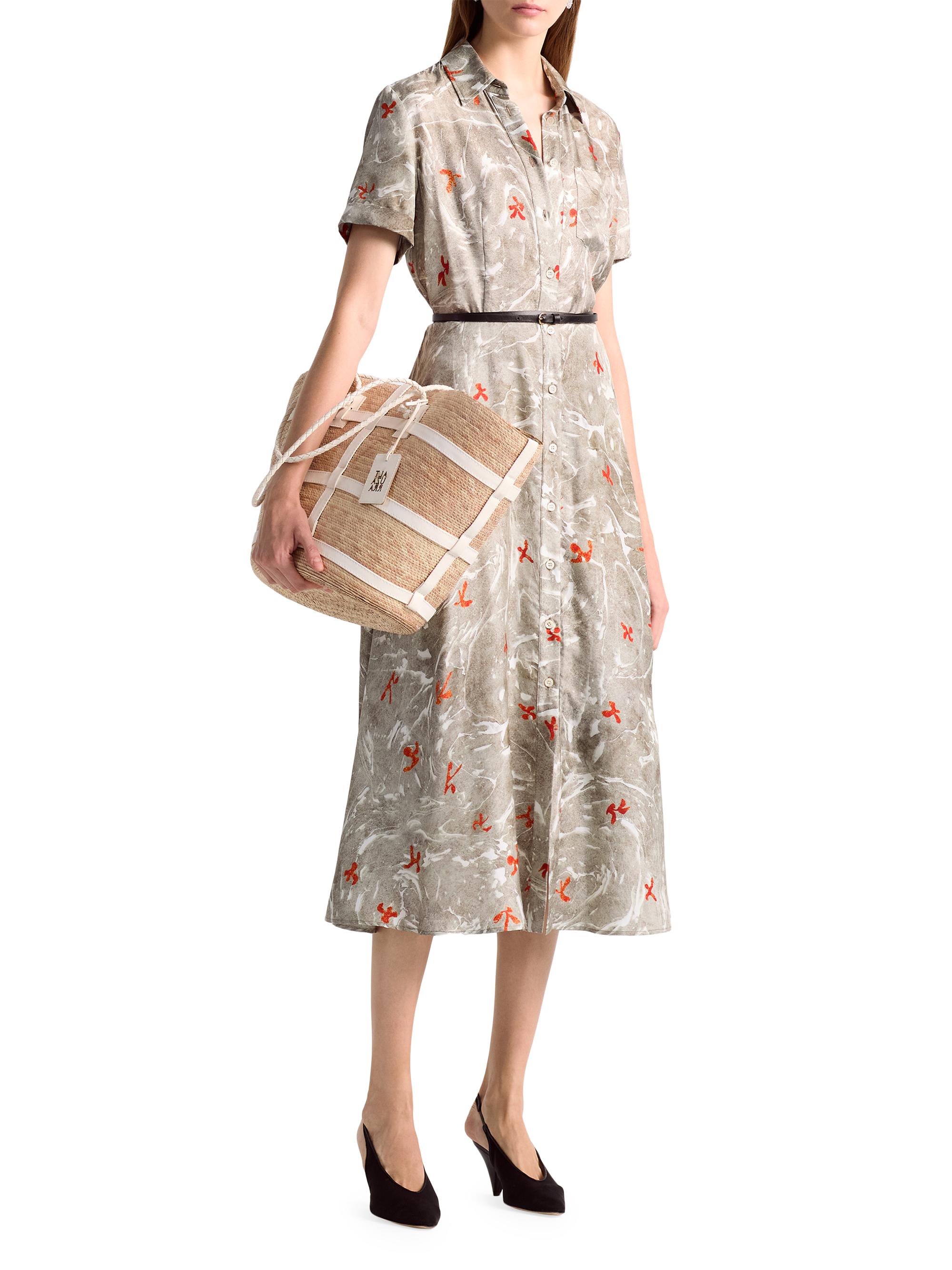 Kiera Belted Silk Midi-Dress