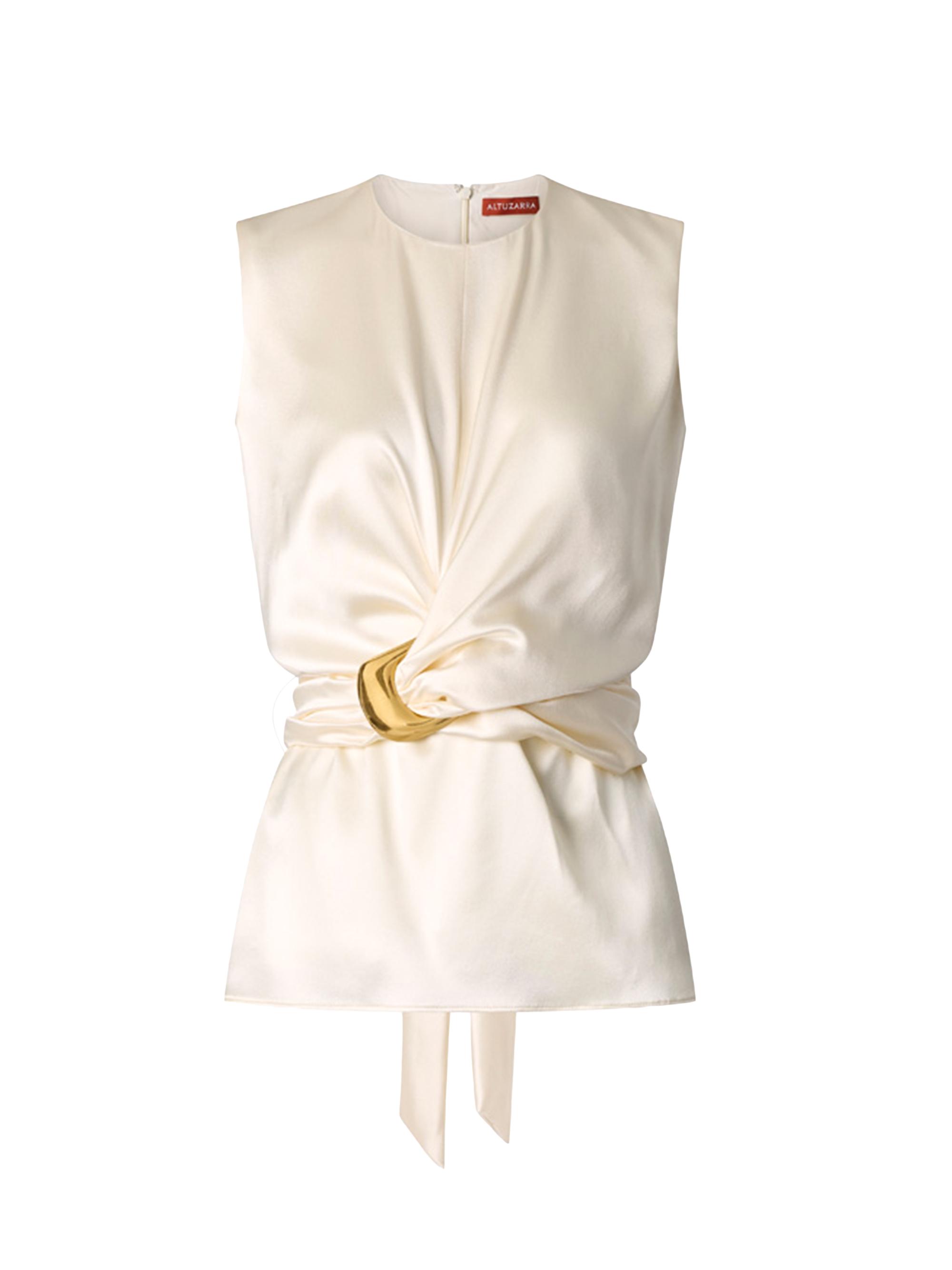 Altuzarra Women's Tizzy Silk Wrap Top - Tapioca