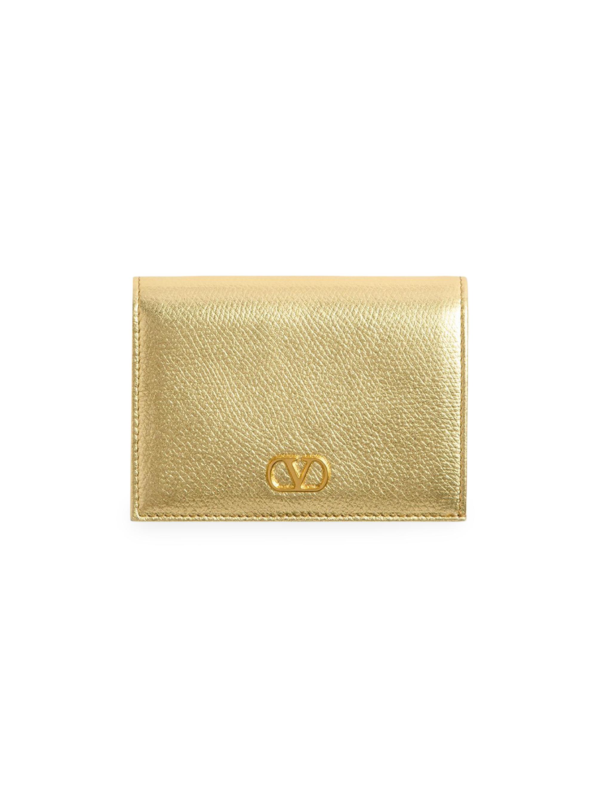 Valentino Garavani Women's VLogo Signature Laminated Grainy Calfskin Wallet - Antique Brass