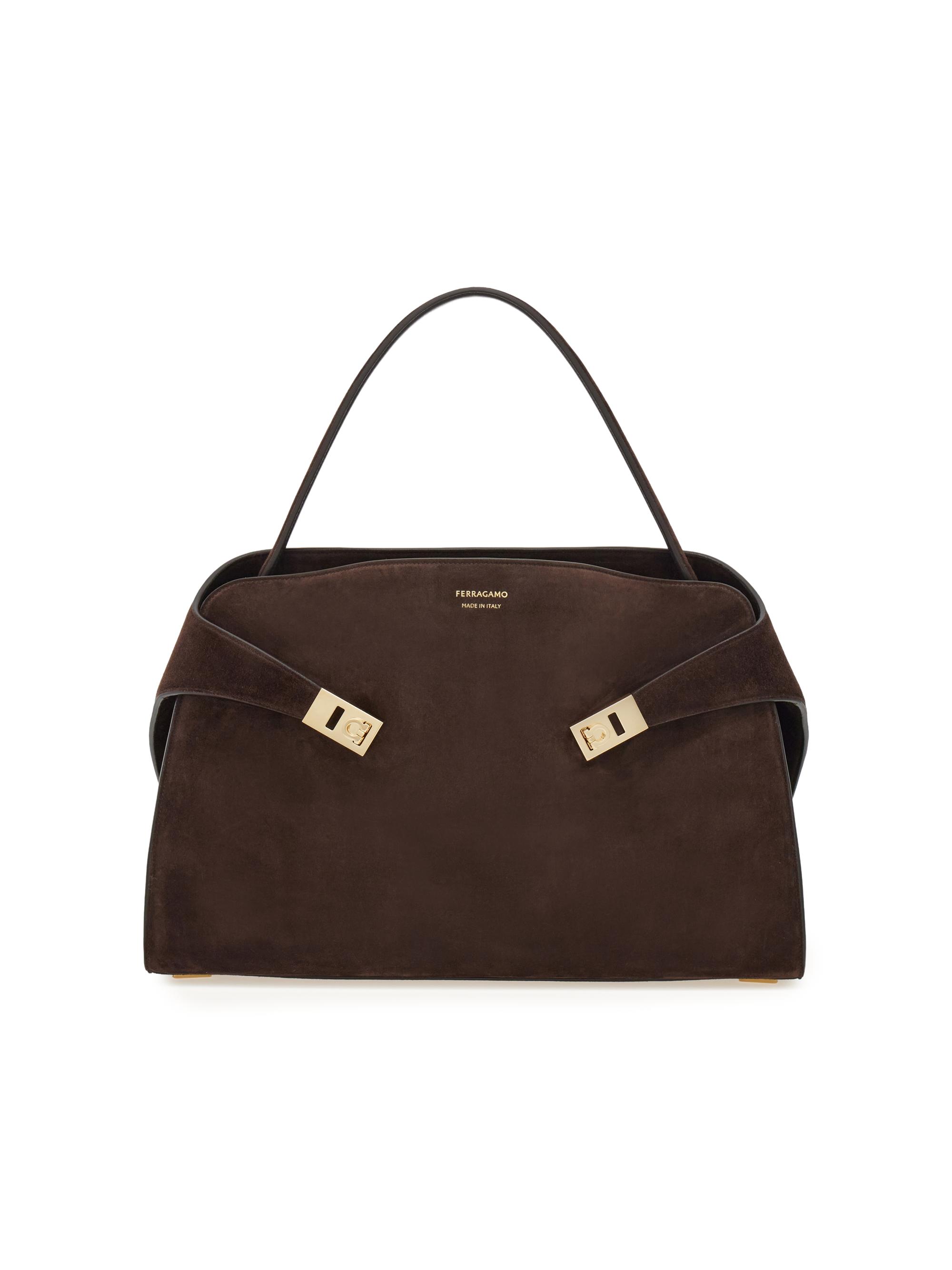 FERRAGAMO Women's Hug Suede Shoulder Bag - Brown