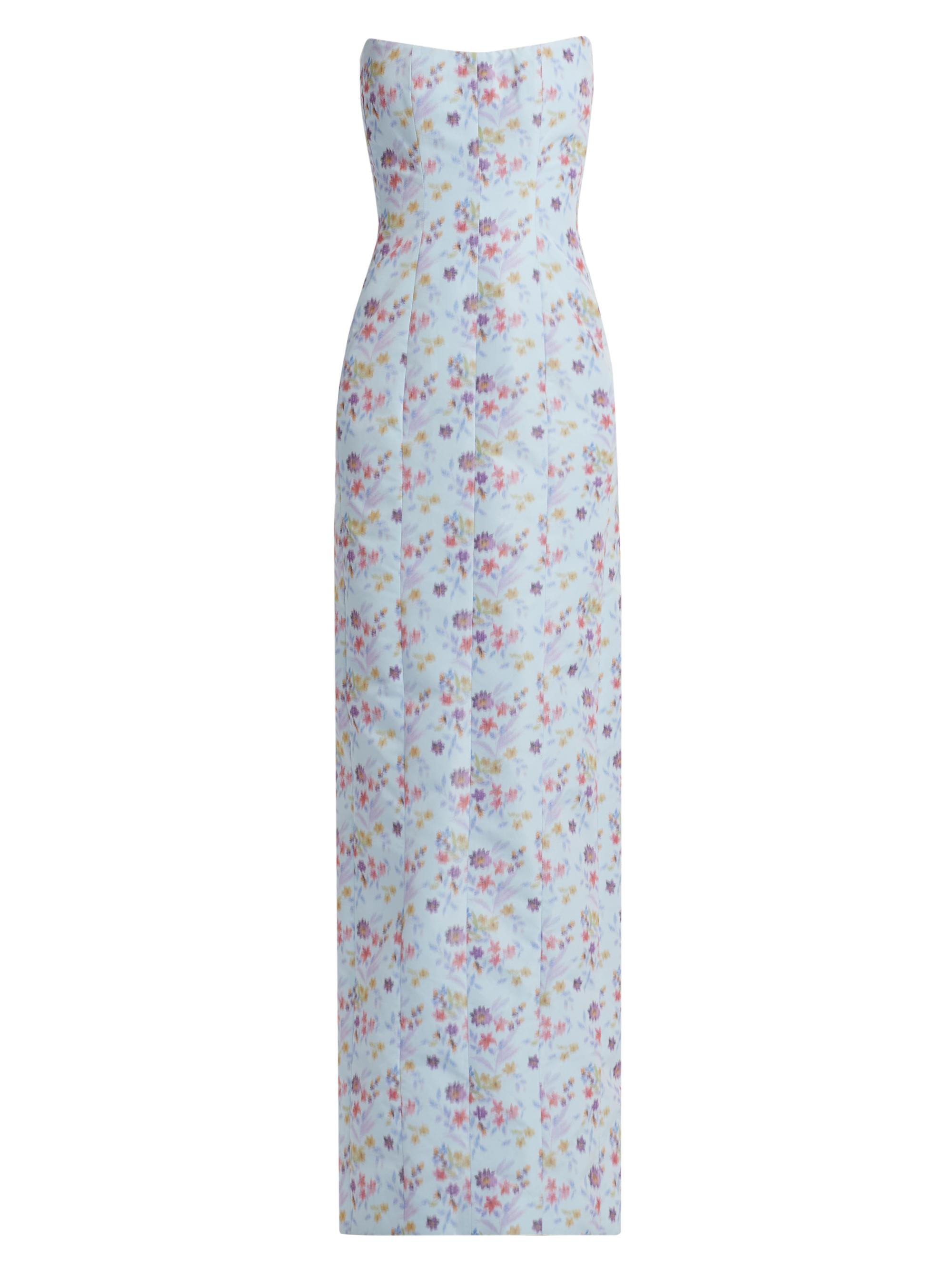 Markarian Women's Odessa Floral Strapless Column Gown - Blue And Pink Floral Ikat