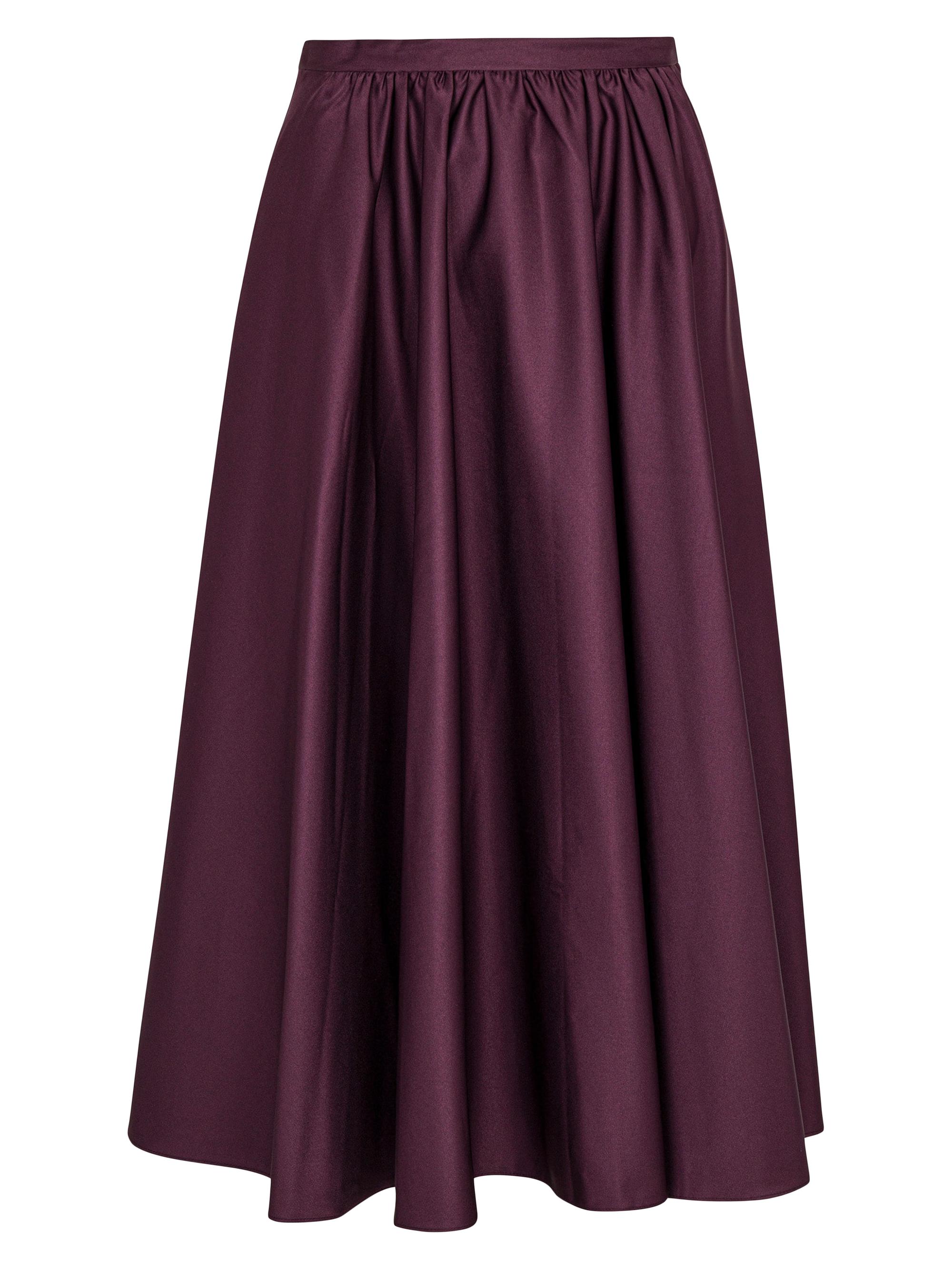 Rebecca Taylor Women's Sateen Gathered Midi-Skirt - Plum