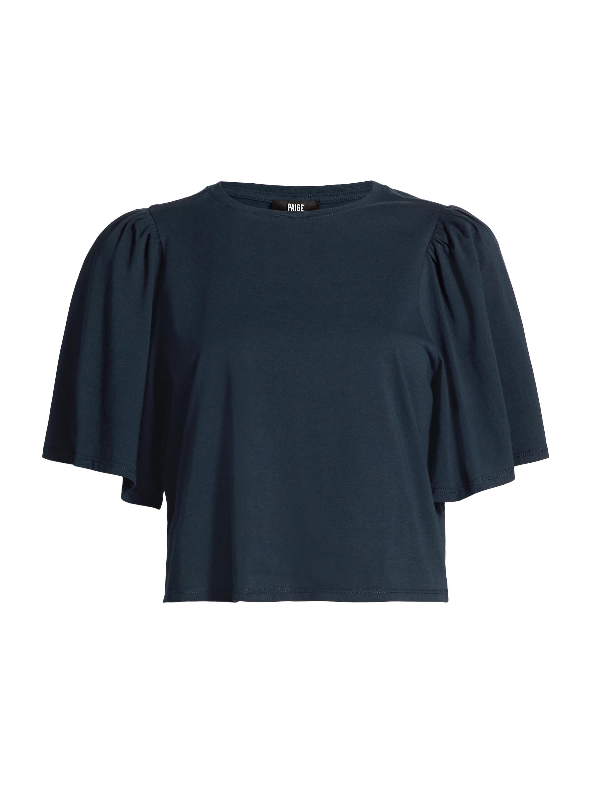 Paige Women's Sigrid Cotton Flounce-Sleeve Top - Dark Ink Blue