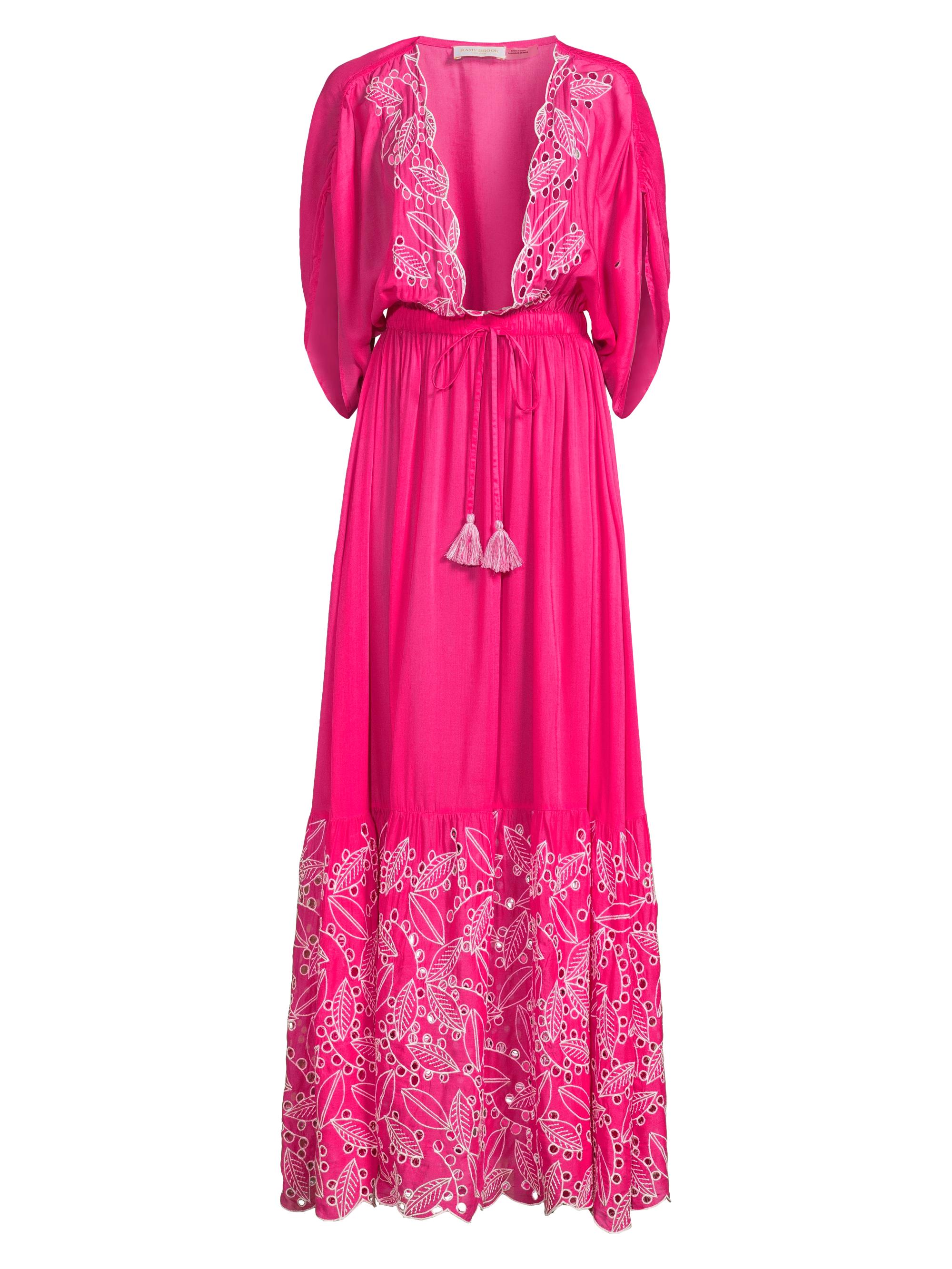 Ramy Brook Women's Layshia Eyelet-Trim Plunge Neck Maxi Dress - Perfect Pink White